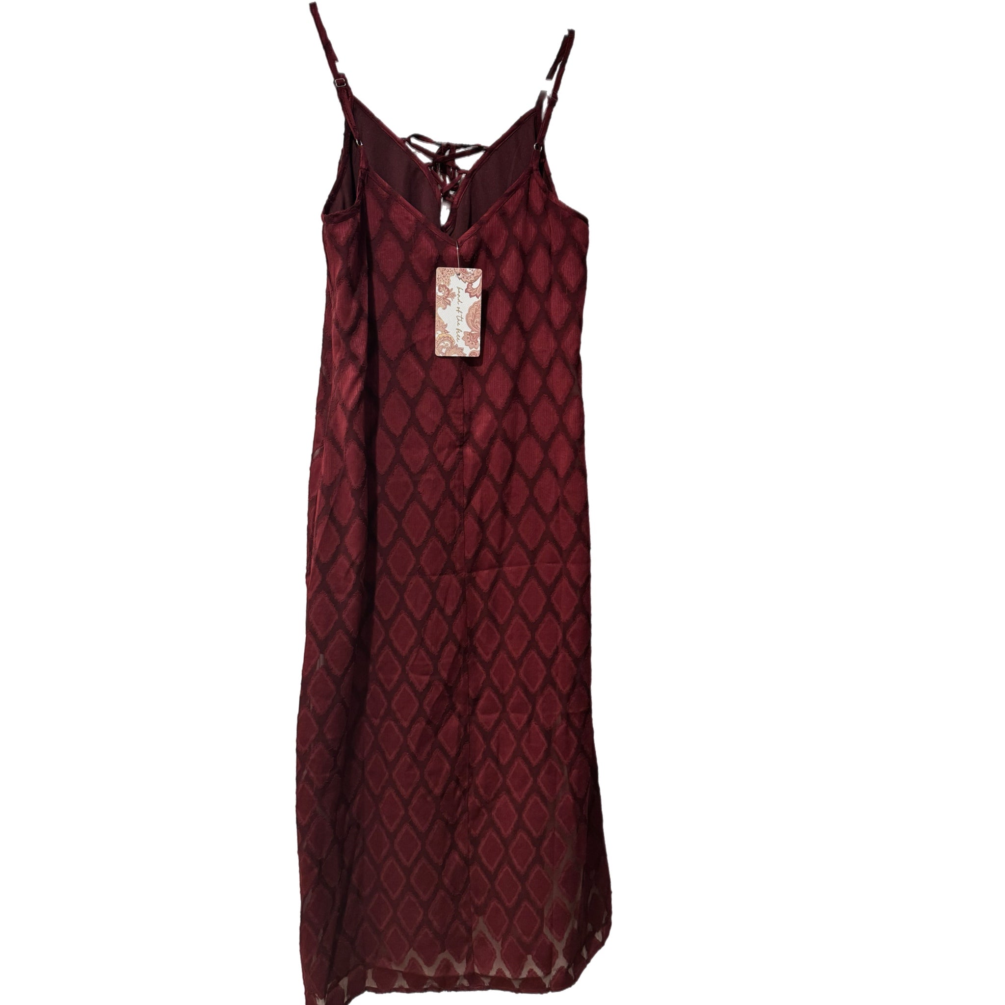 BAND OF THE FREE Lila Burgundy Autumn Slit Midi Dress Sleeveless Boho