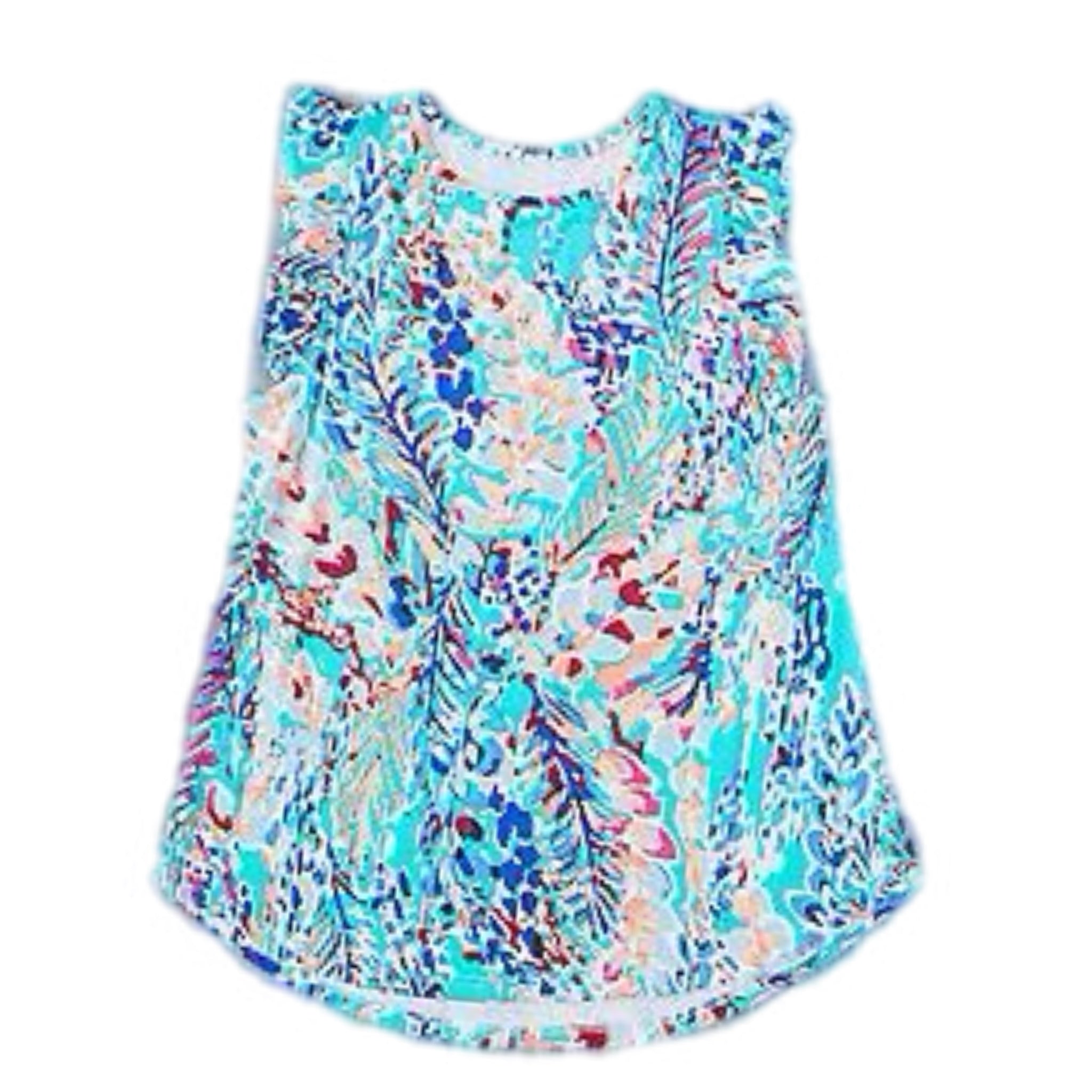 Floral Print Ruffle Sleeve Summer Top Coastal Blue Blouse