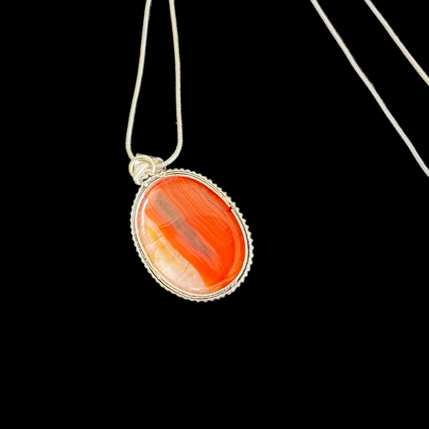 Natural Agate Gemstone Oval Pendant Necklace 925 Sterling Silver Plate Bezel & Chain
