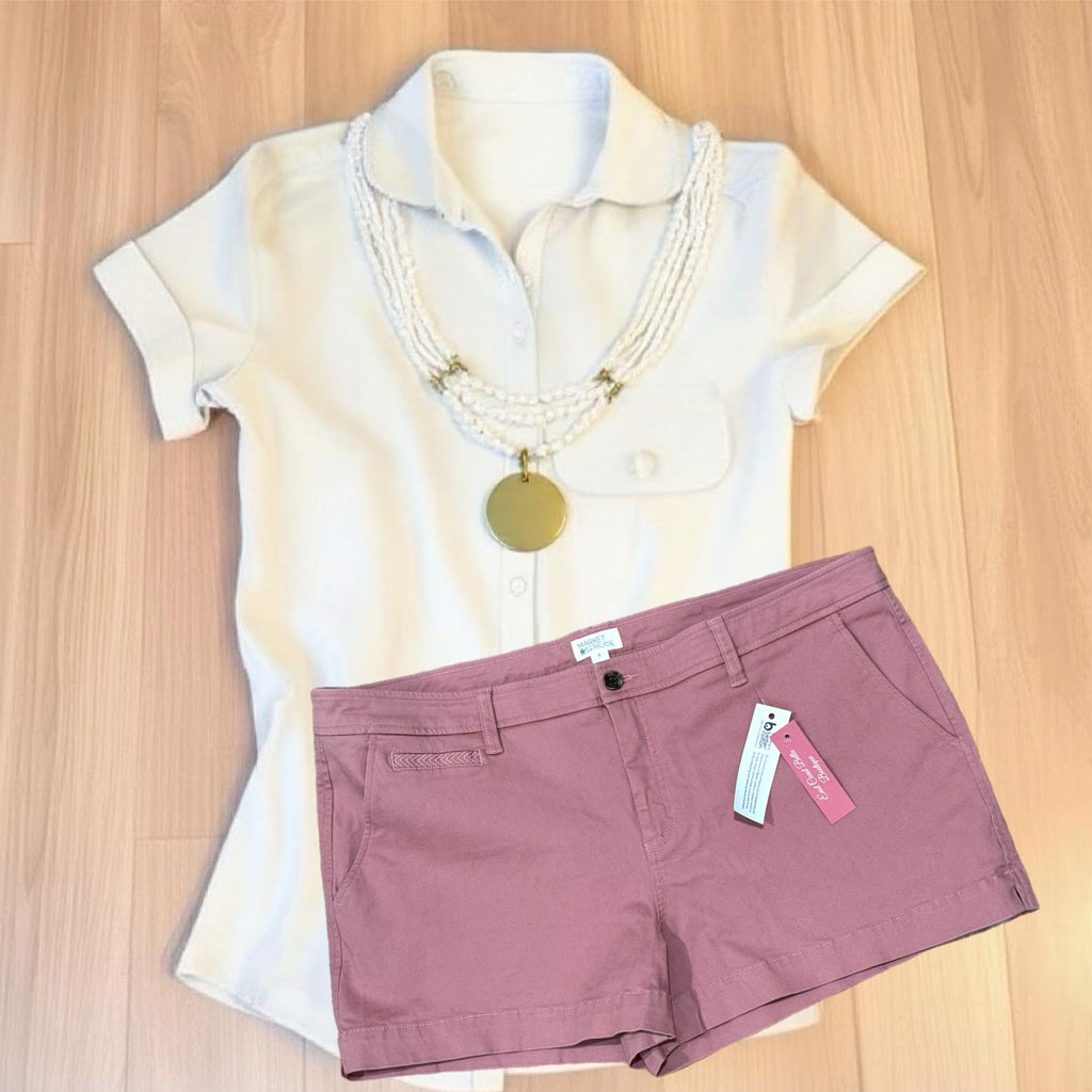 MARKET & SPRUCE Women’s Chino Shorts in Ash Rose Preppy 3”