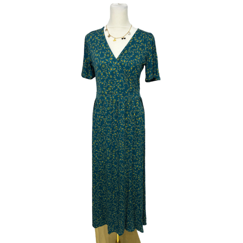 41 HAWTHORN Boho Maxi Dress Botanical Short Sleeve Casual Traveler Surplice