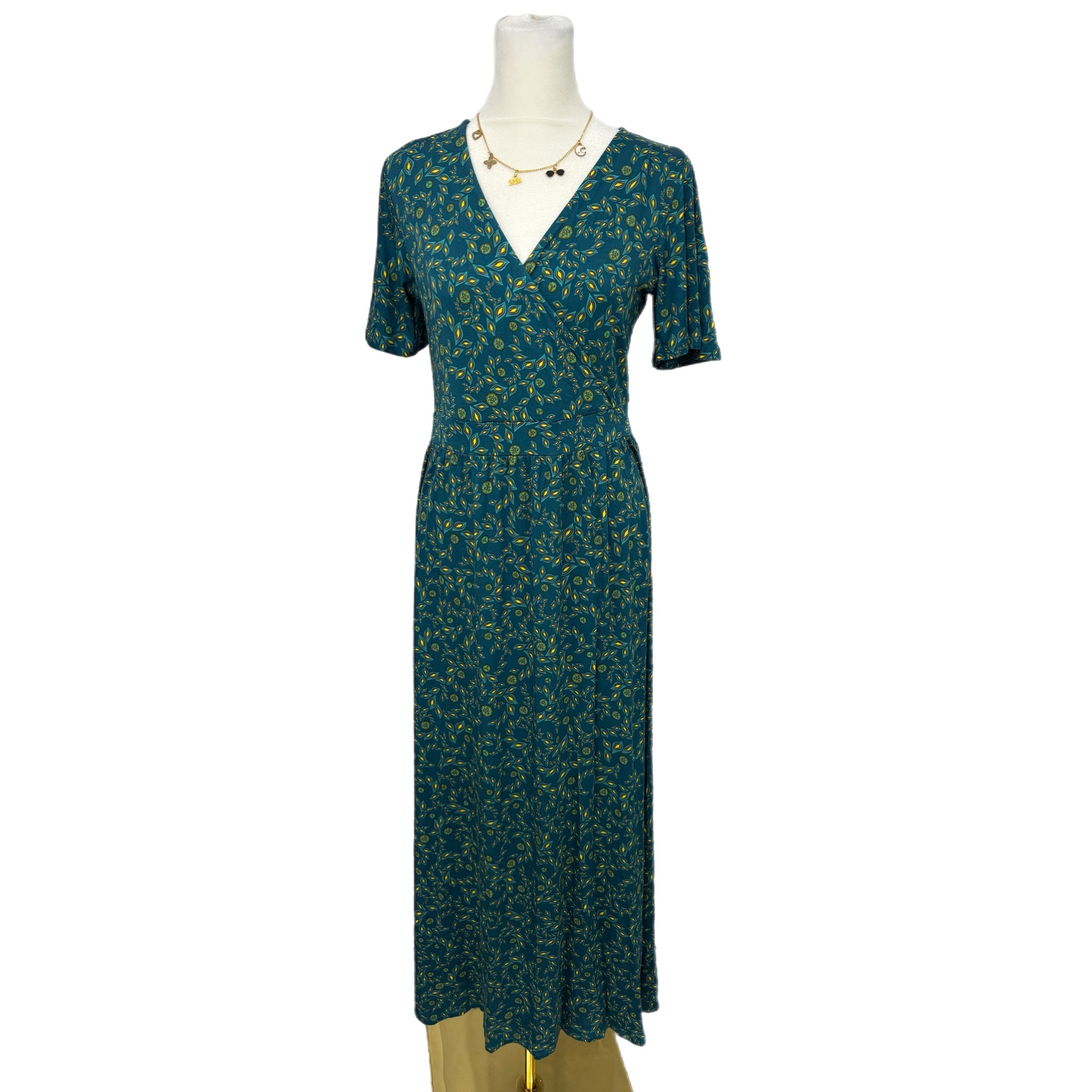 41 HAWTHORN Boho Maxi Dress Botanical Short Sleeve Casual Traveler Surplice