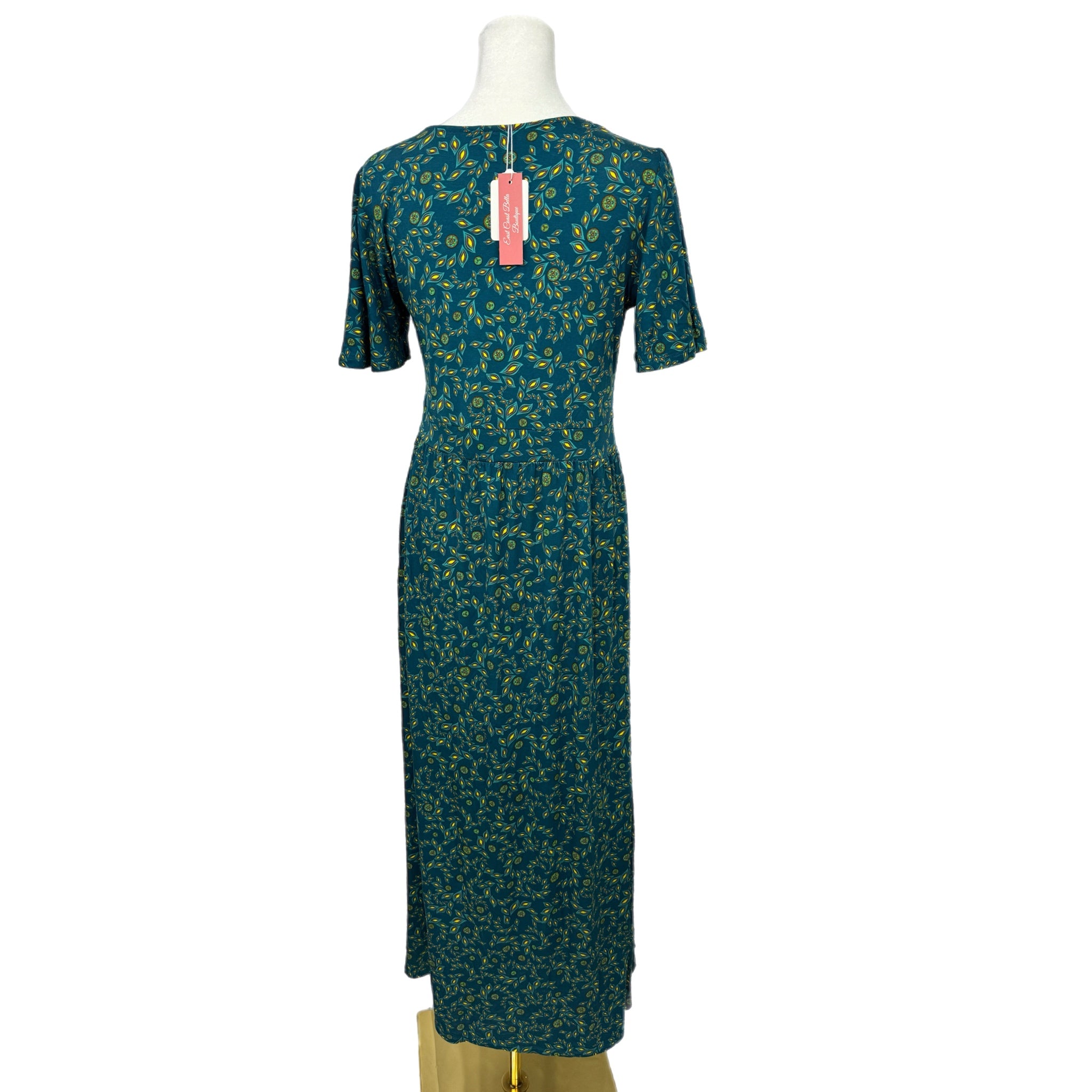 41 HAWTHORN Boho Maxi Dress Botanical Short Sleeve Casual Traveler Surplice