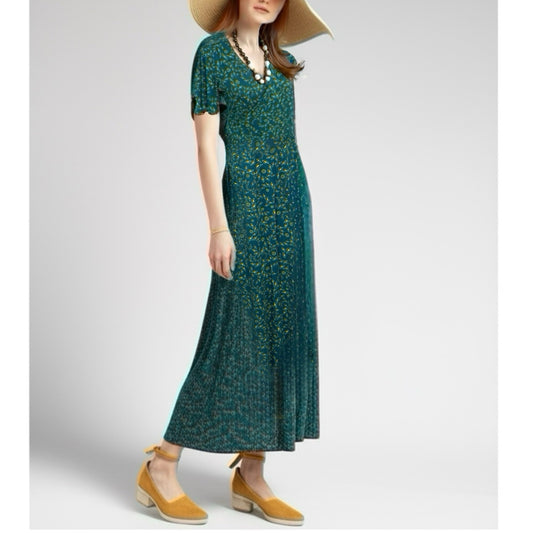 41 HAWTHORN Boho Maxi Dress Botanical Short Sleeve Casual Traveler Surplice