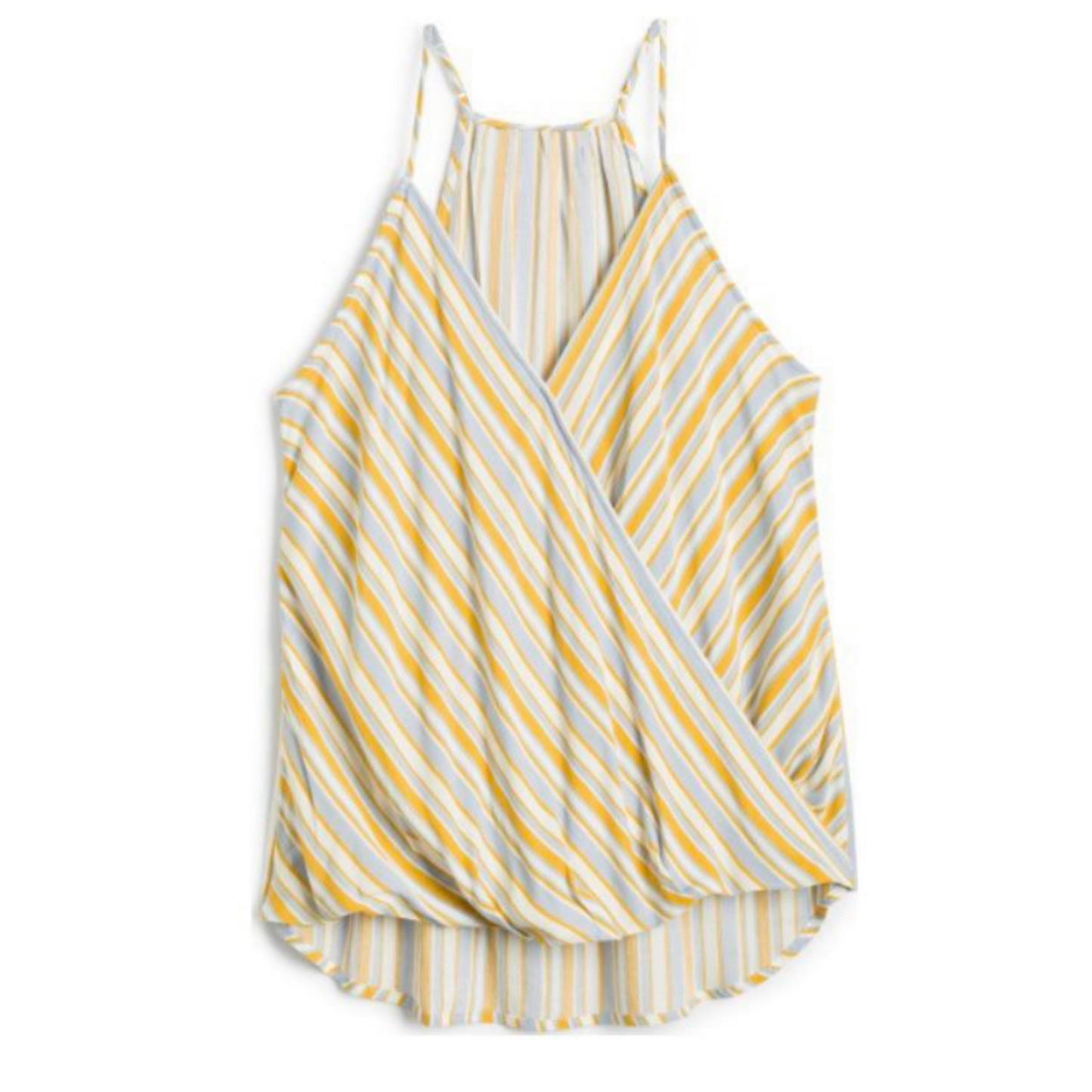 Market & Spruce Coastal Lady V Neck Top Sleeveless Blouse in Yellow Stripe