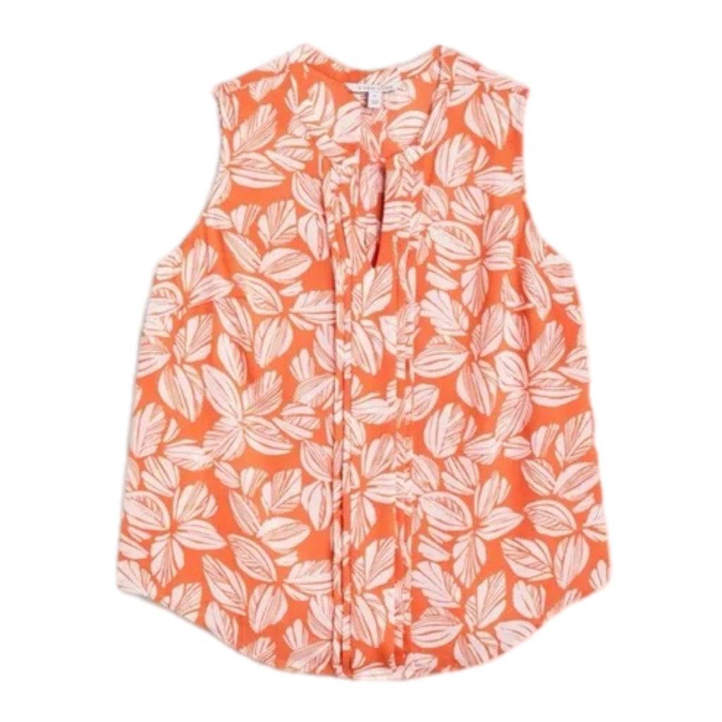 41 Hawthorn Tropical Orange Leaf Summer Blouse Sleeveless Top