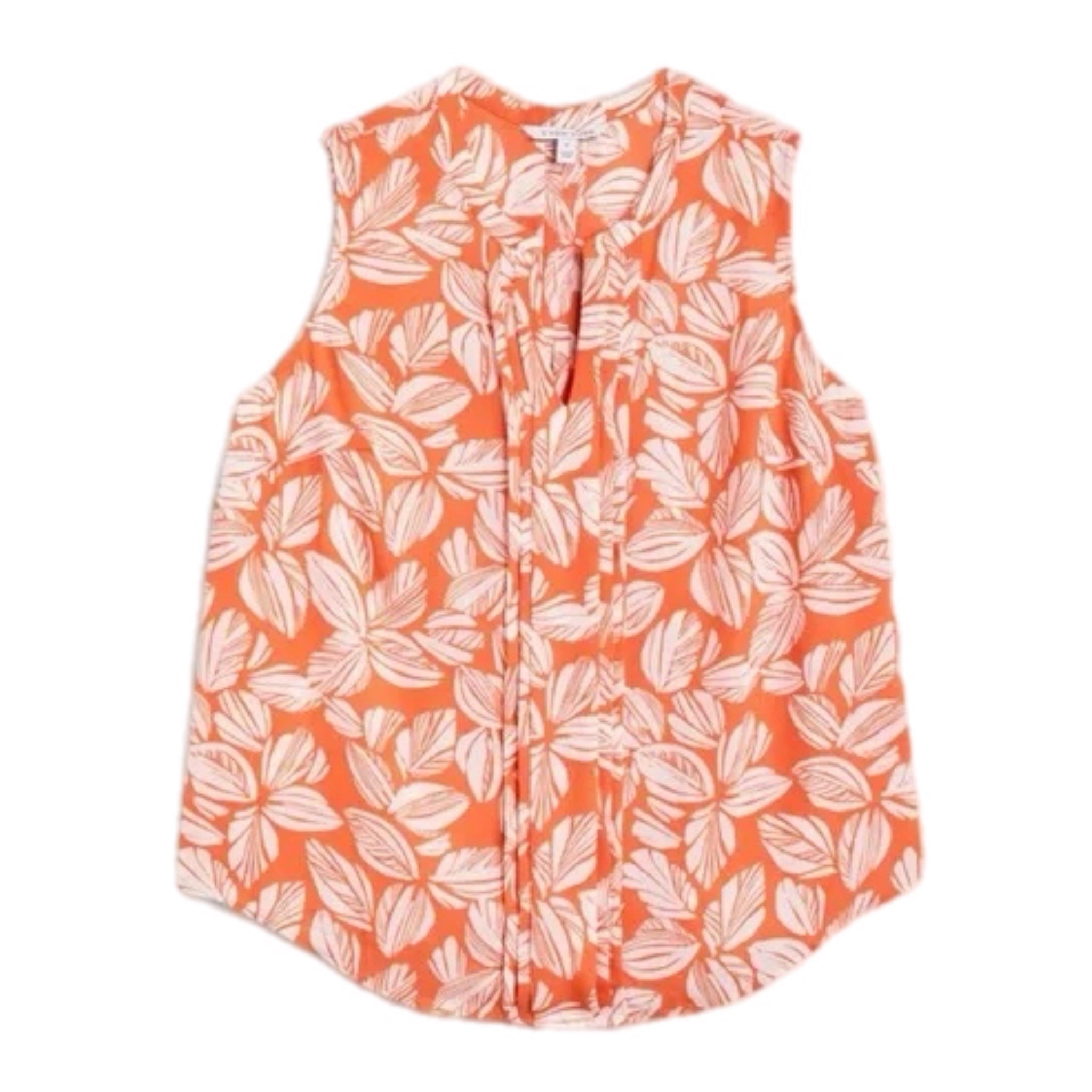 41 Hawthorn Tropical Orange Leaf Summer Blouse Sleeveless Top