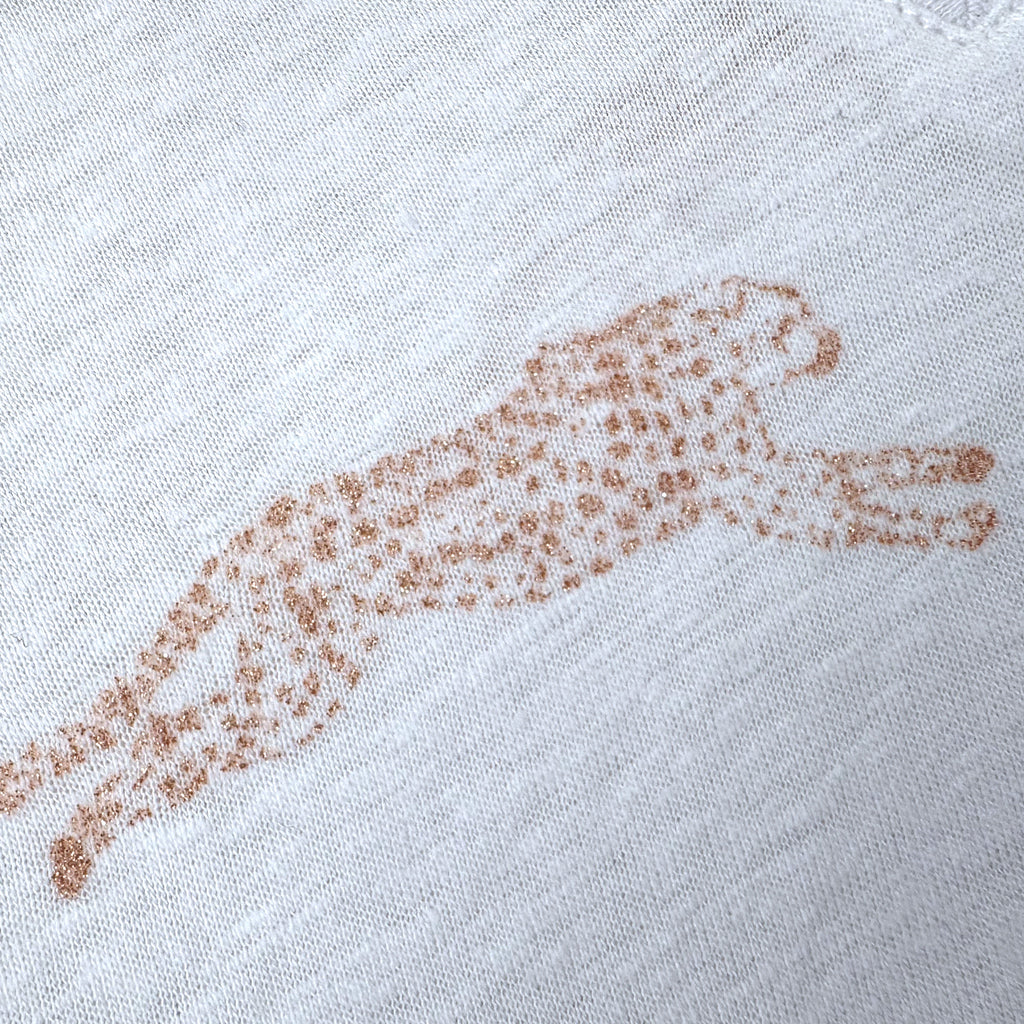 Rails Cara Linen Jersey V Neck Tee Golden Cheetah Print Shirt