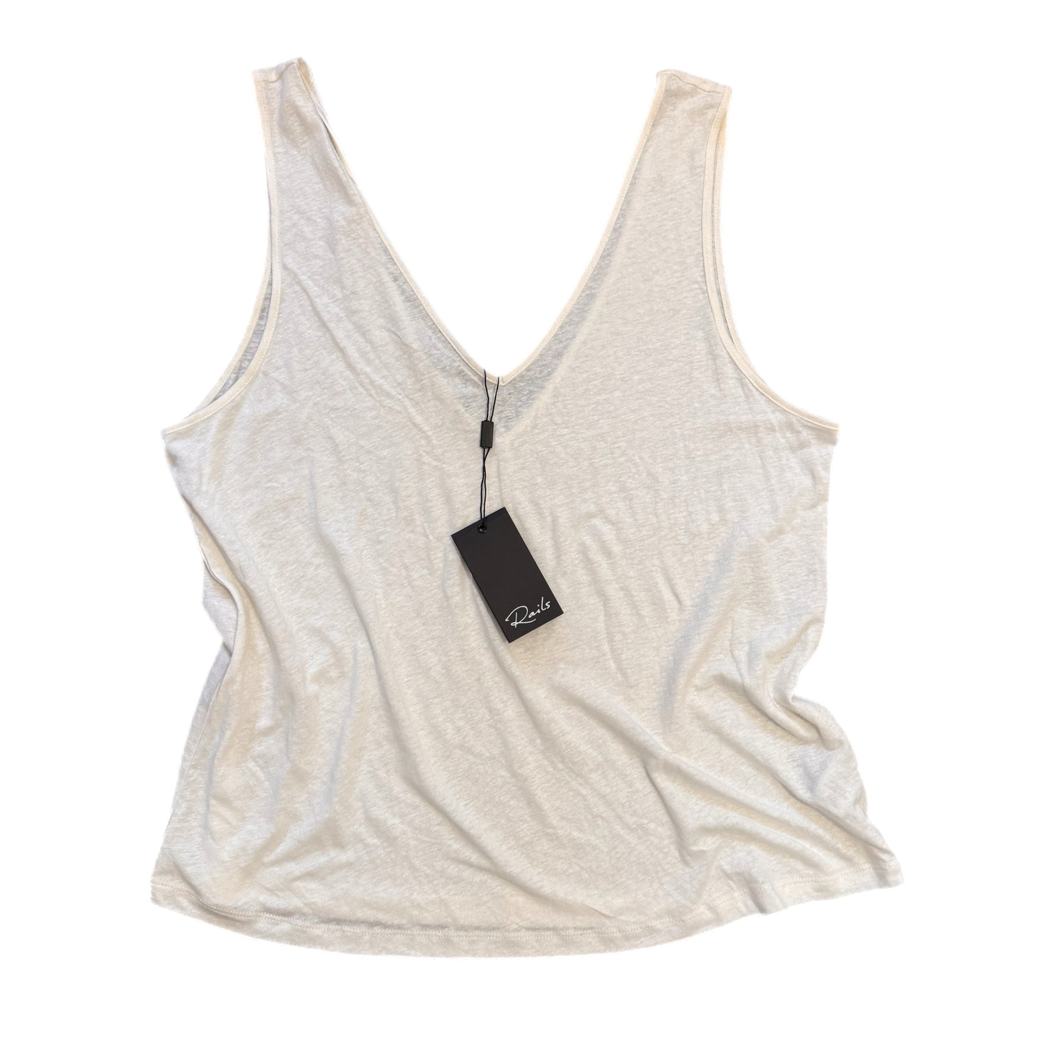 Rails Resort Tank Top Linen Blend Coastal Casual Shirt in White Ivory