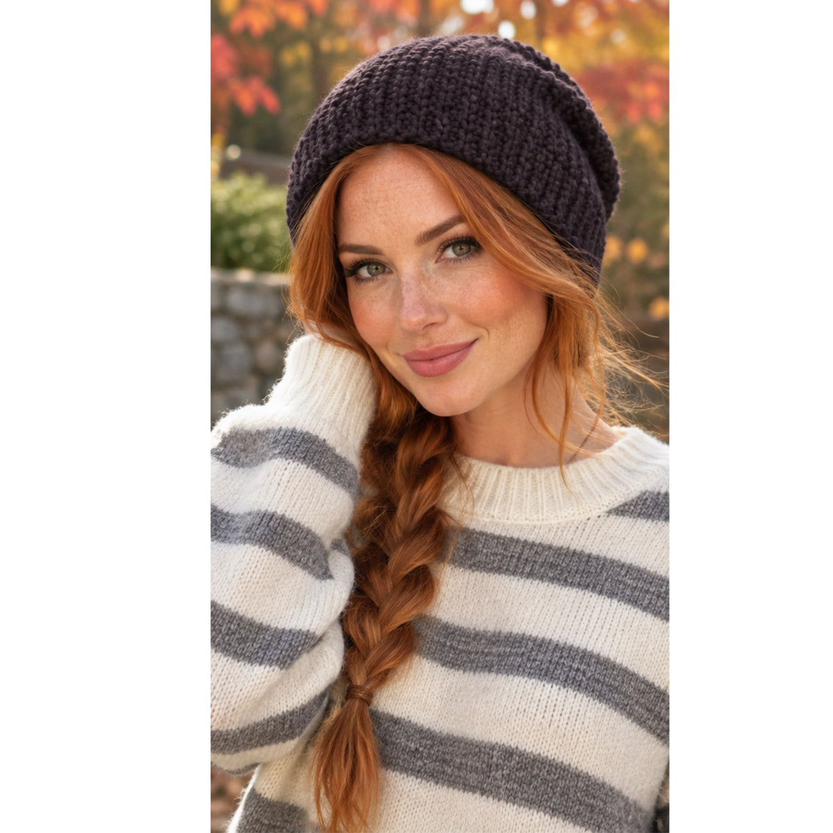 Olive & Pique Gray Chunky Knit Beanie Hat