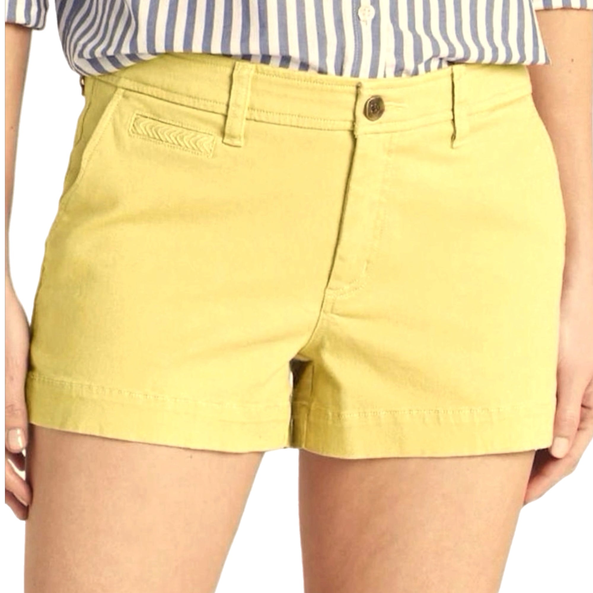 MARKET & SPRUCE Women’s Preppy Yellow Chino Shorts Mid Rise