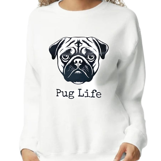 Unisex Adult “Pug Life” Crew Neck Sweatshirt Fleece Super Soft