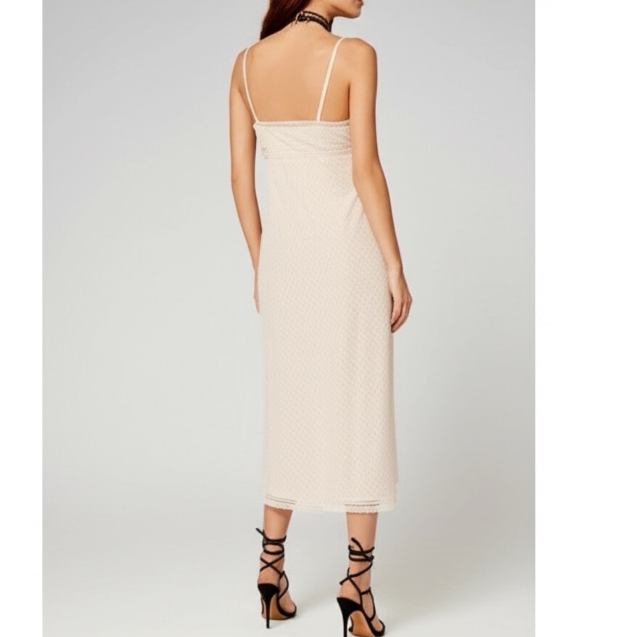 BAND OF THE FREE Amalie Ivory Midi Dress Sleeveless Lace Boho Cottage
