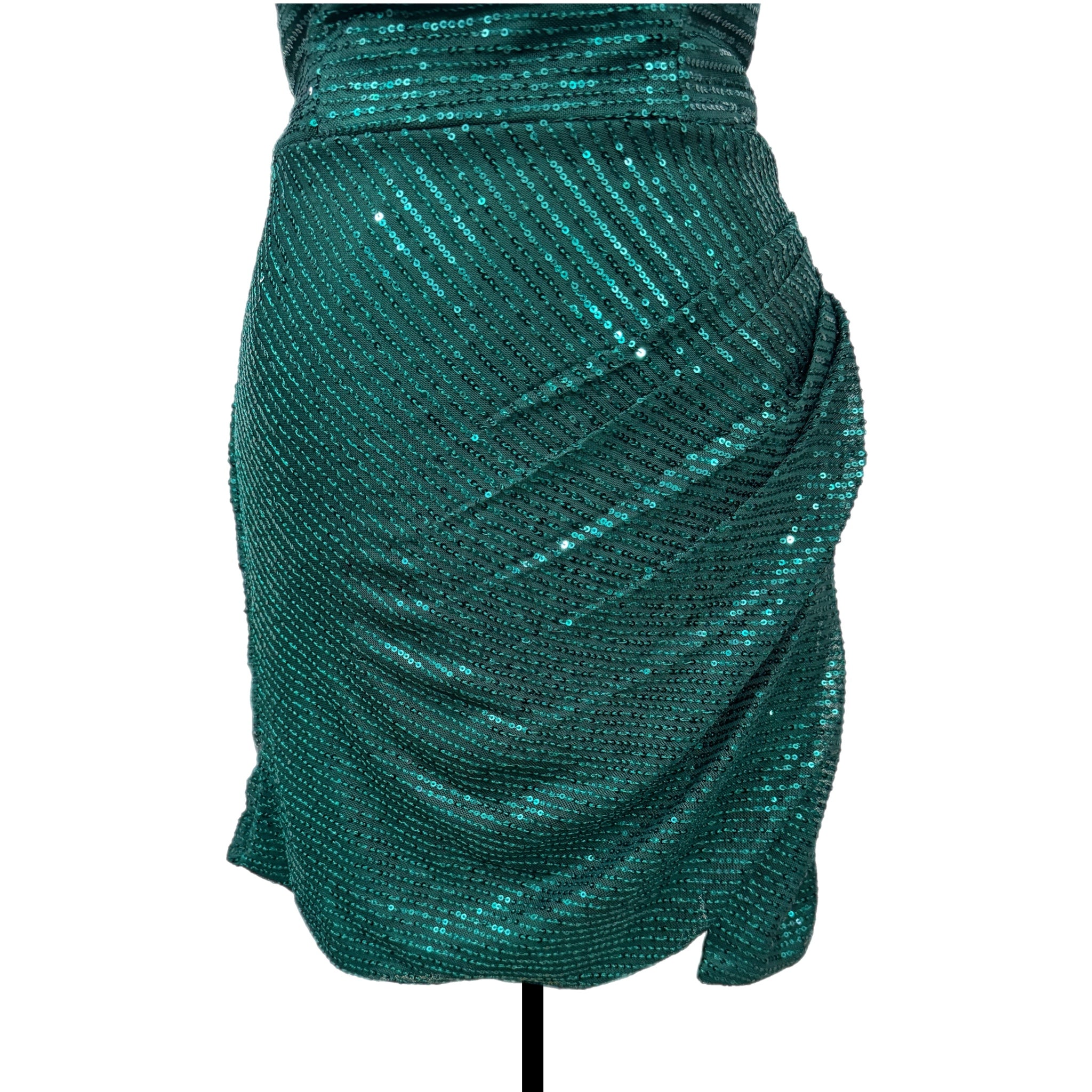 EAST COAST BELLA Green Sequin Cocktail Dress Sleeveless Tie Back Mini