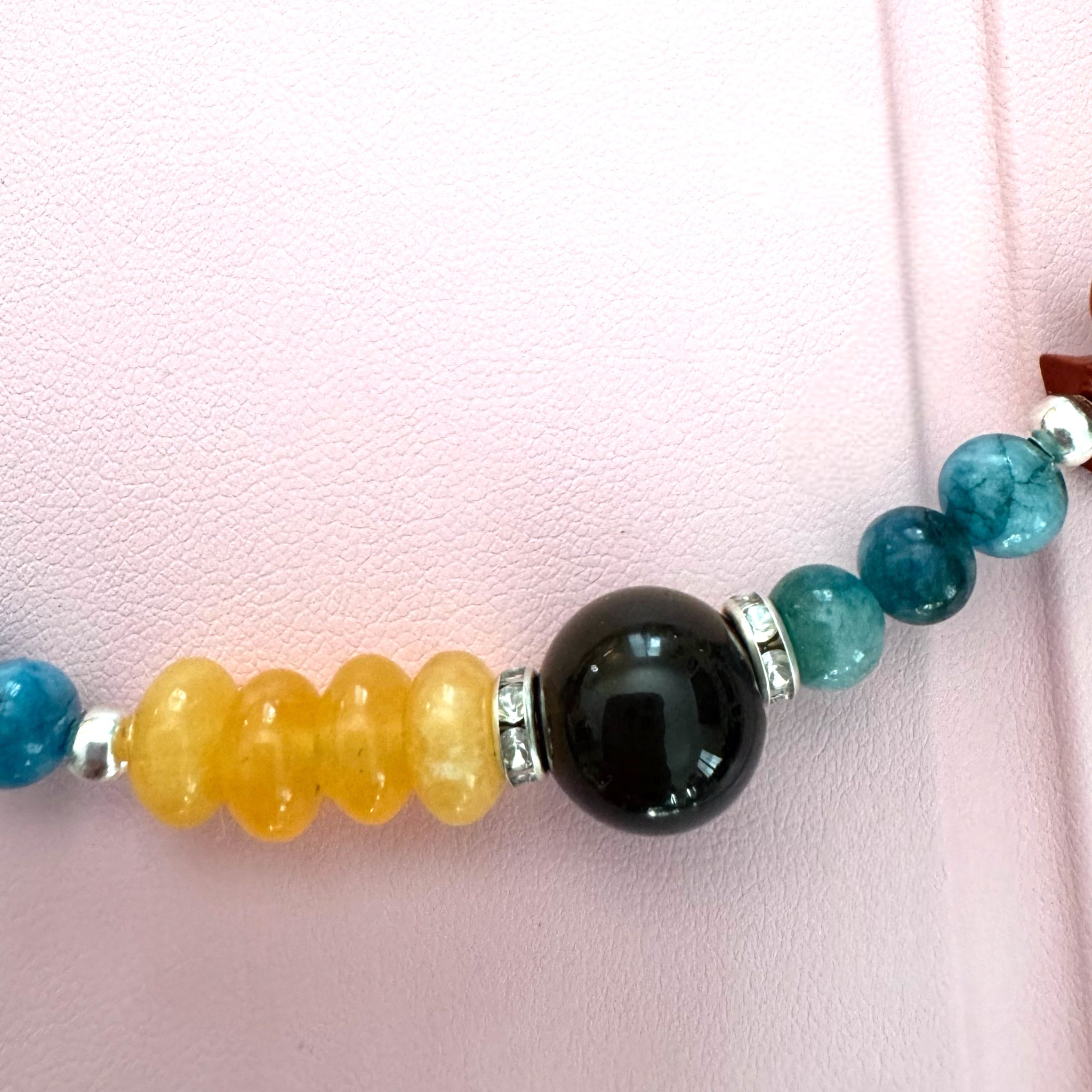 Natural Chakra Healing Necklace Handmade Jade Citrine Tiger’s Eye Gemstone 17”