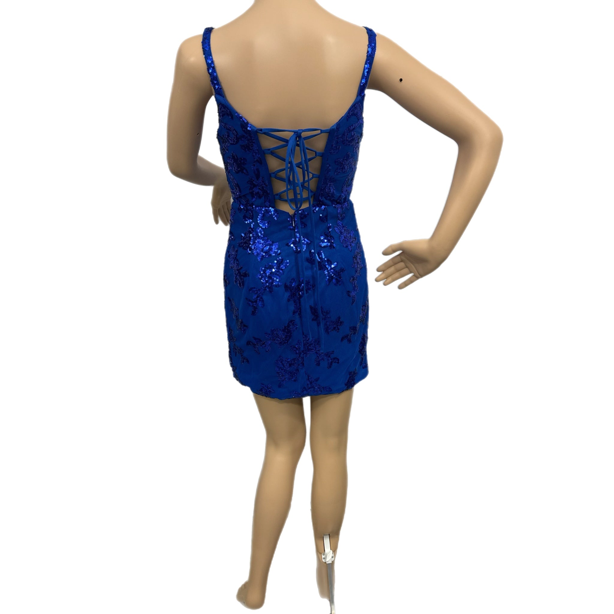 EAST COAST BELLA Royal Blue Sequin Cocktail Dress Corset Back Mini