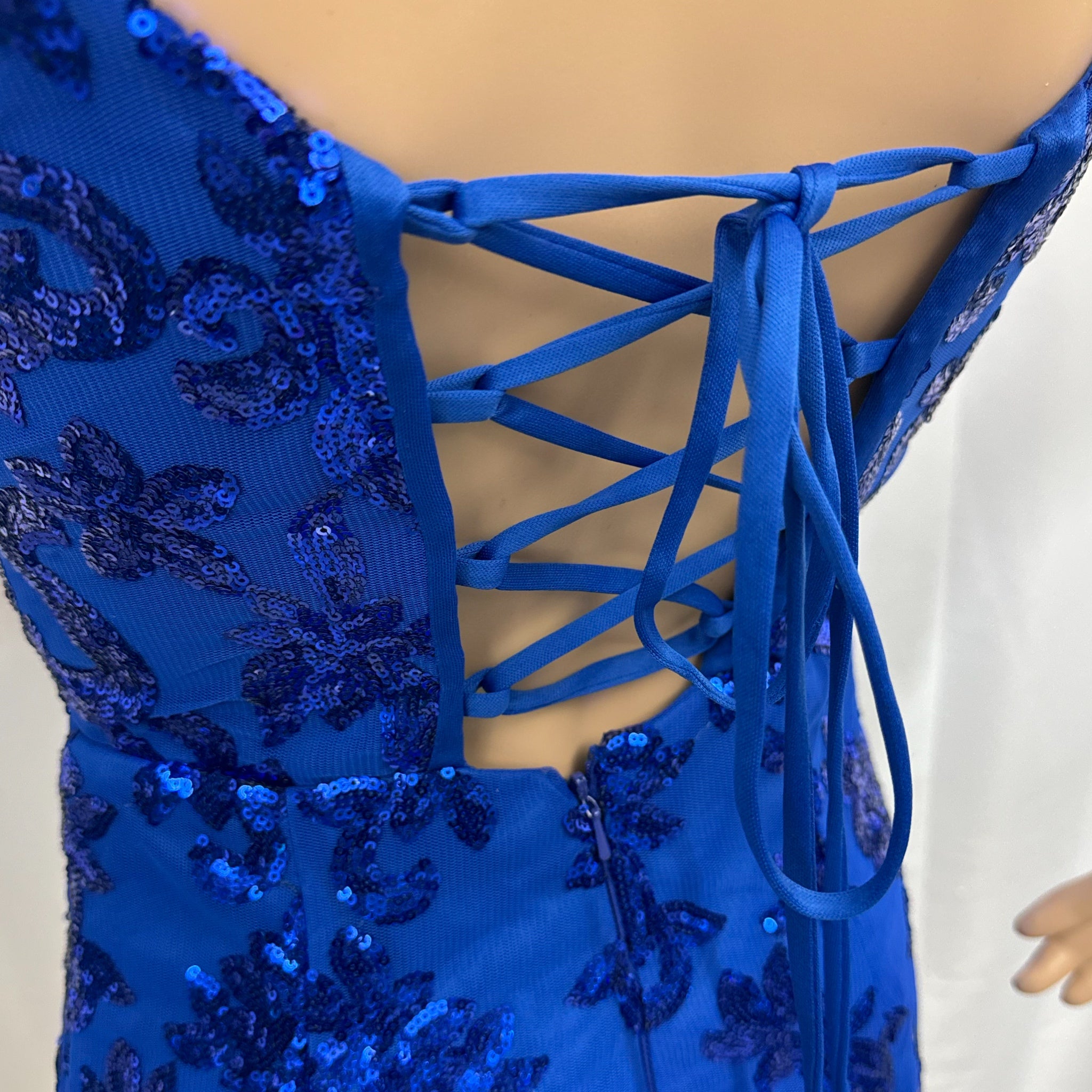 EAST COAST BELLA Royal Blue Sequin Cocktail Dress Corset Back Mini