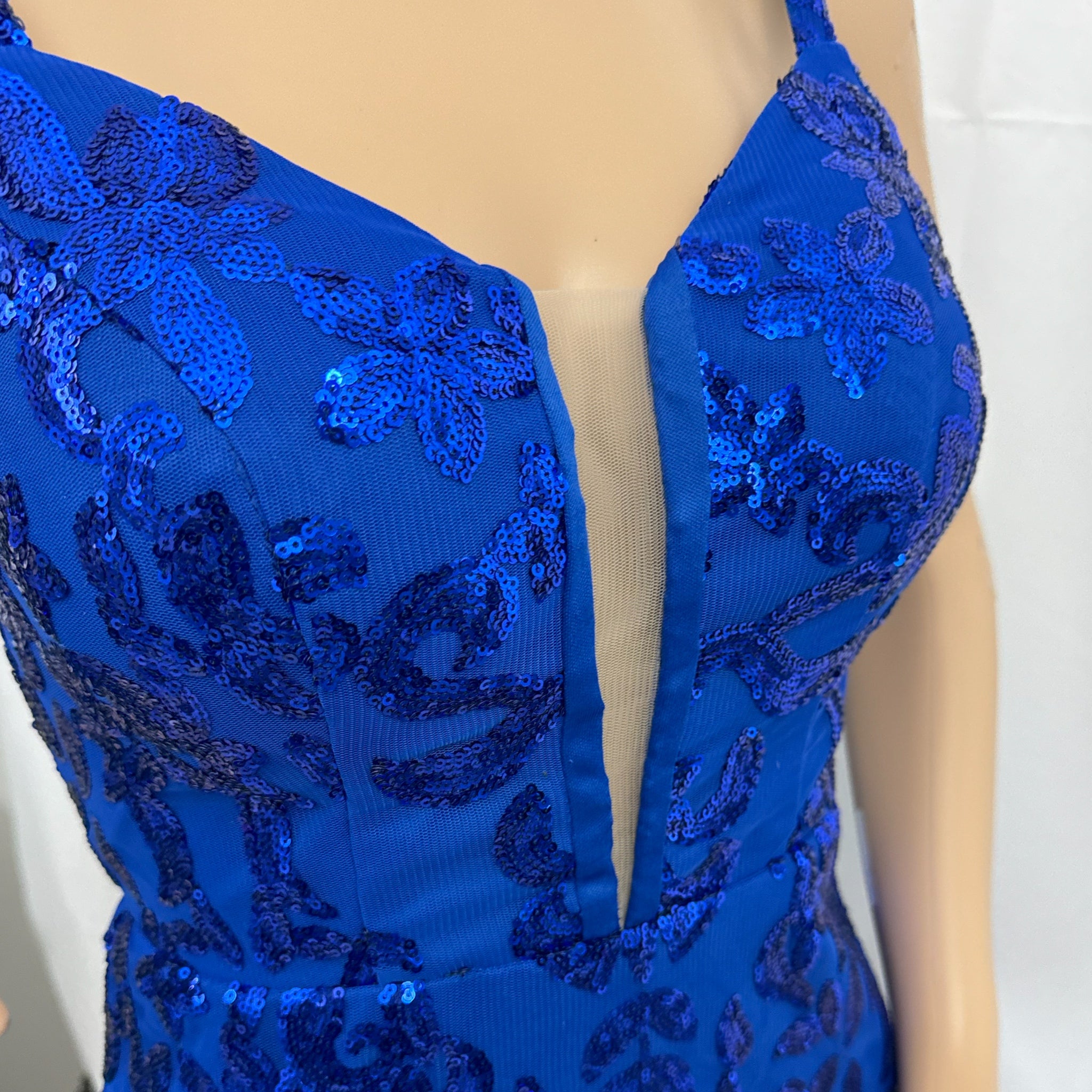 EAST COAST BELLA Royal Blue Sequin Cocktail Dress Corset Back Mini