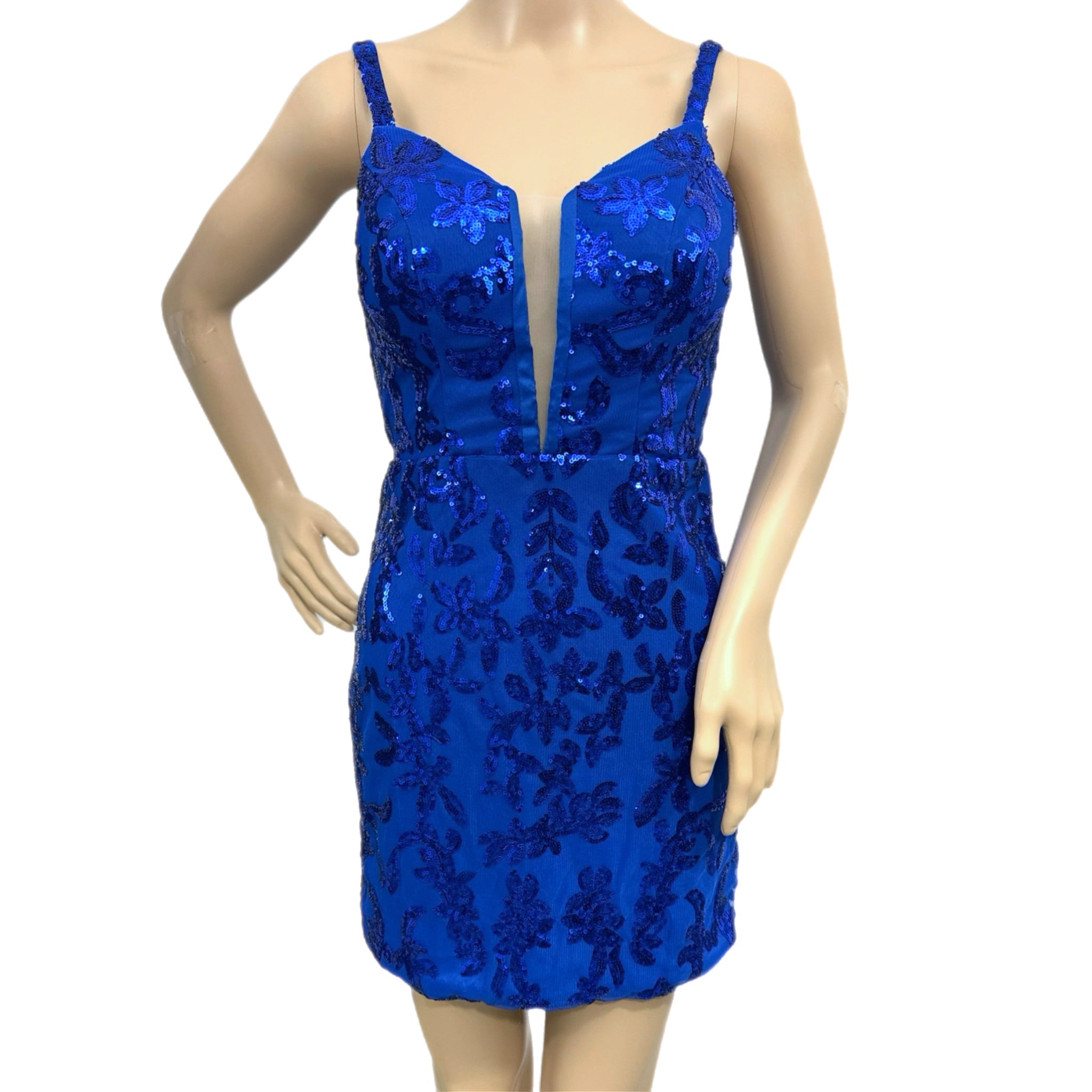 EAST COAST BELLA Royal Blue Sequin Cocktail Dress Corset Back Mini