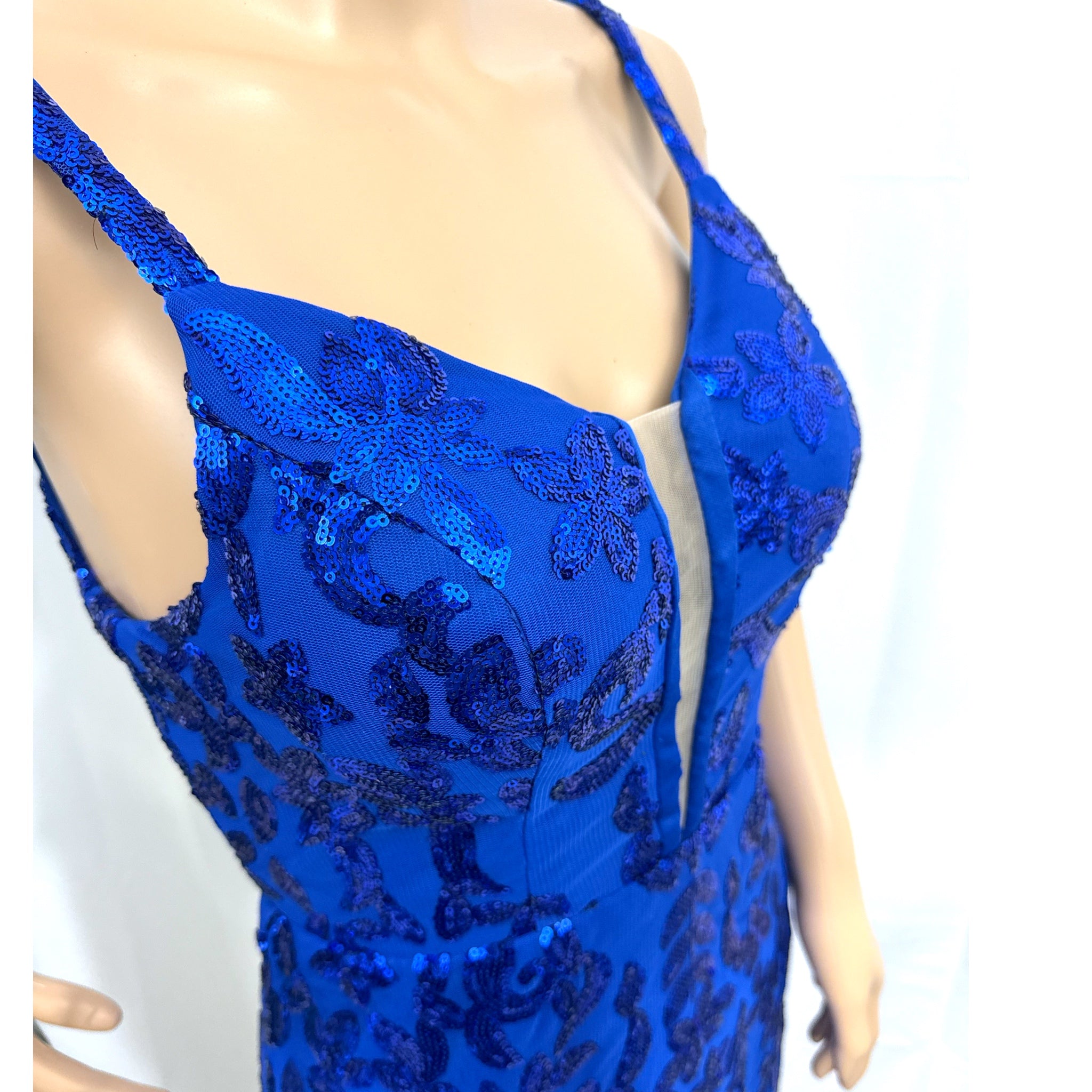 EAST COAST BELLA Royal Blue Sequin Cocktail Dress Corset Back Mini EAST COAST BELLA Royal Blue Sequin Cocktail Dress Corset Back Mini