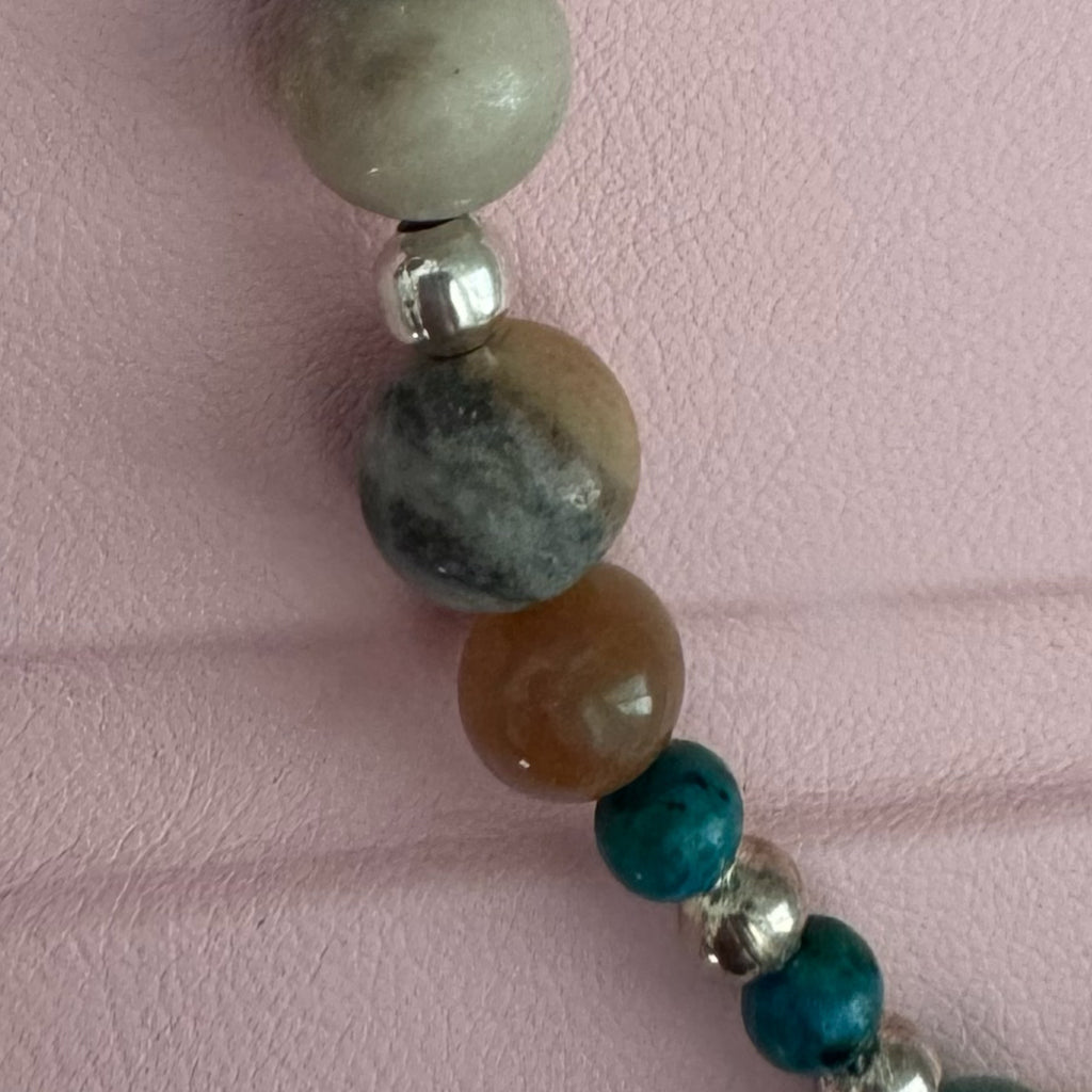 Handmade Sterling Silver S925 Lotus Pendant Gemstone Necklace Pearl Tigers Eye