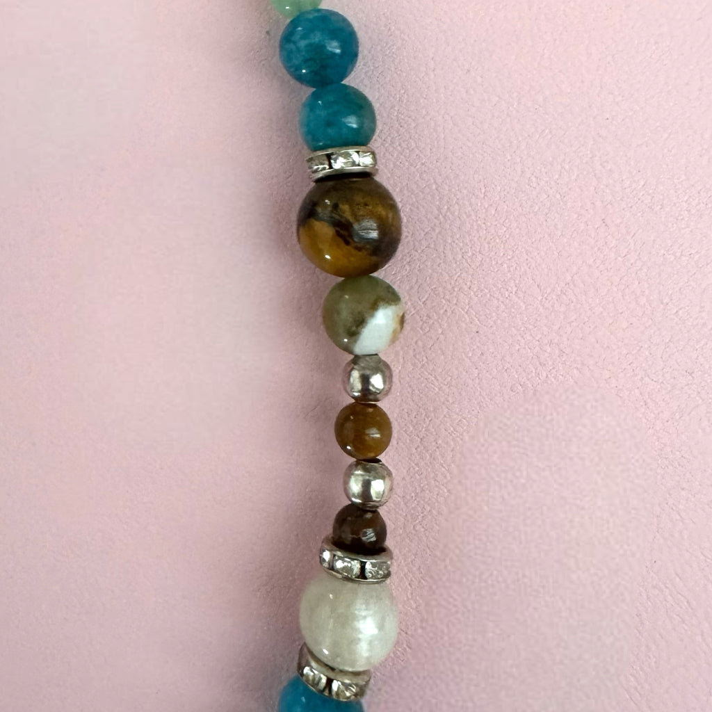 Handmade Sterling Silver S925 Lotus Pendant Gemstone Necklace Pearl Tigers Eye