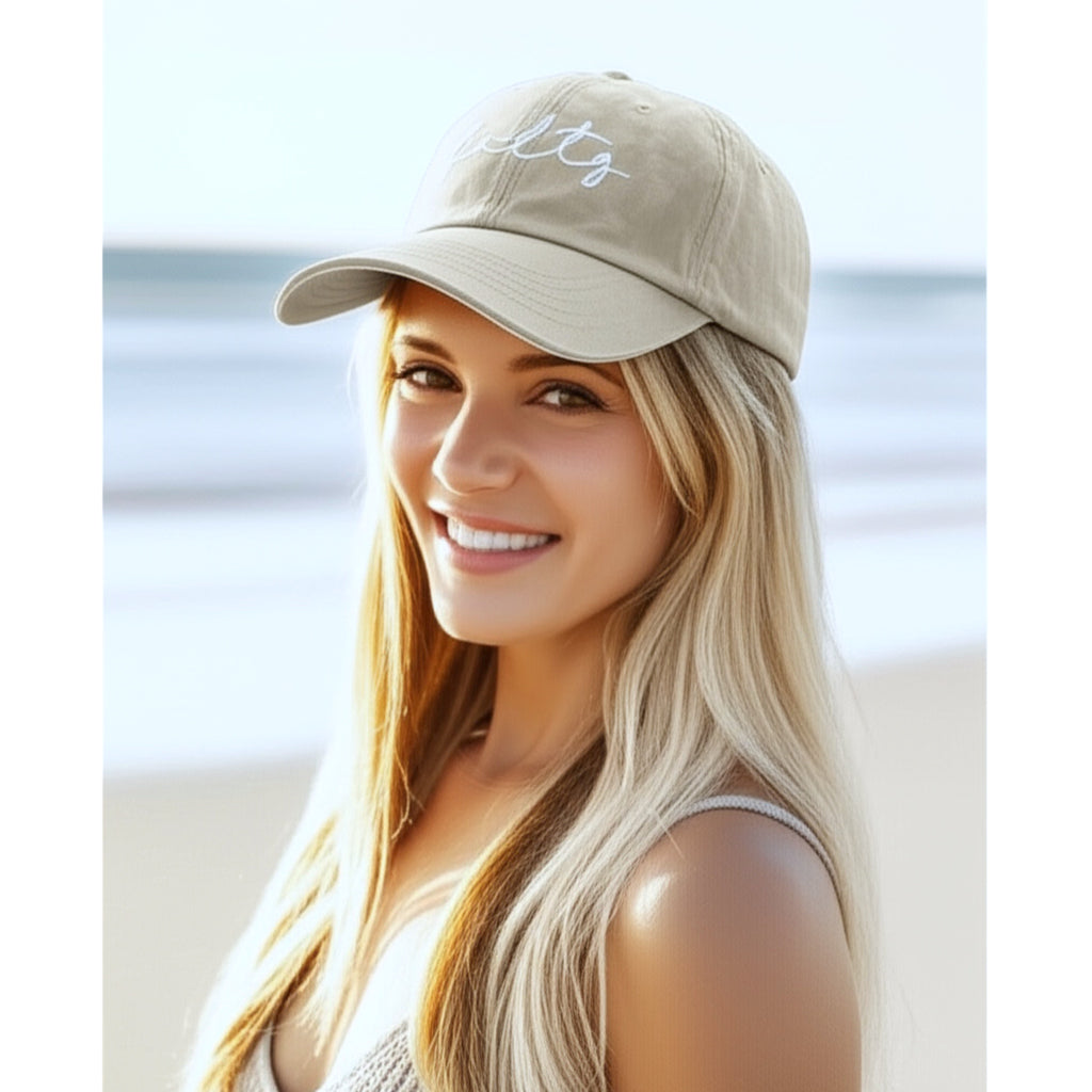 SALTY Women’s Beachy Baseball Cap Cotton Hat In Mocha Ash Embroidered Adjustable
