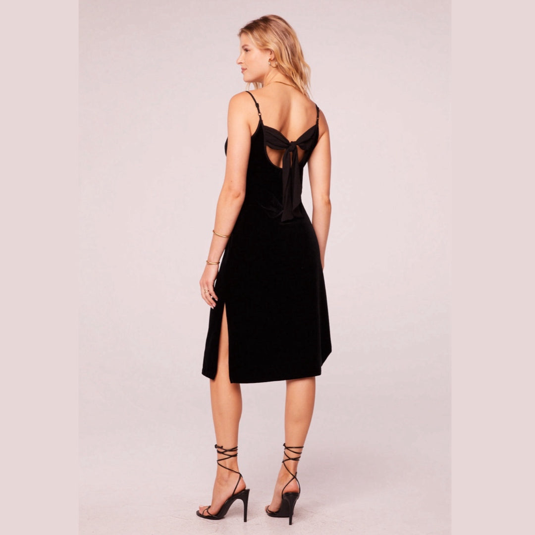 BAND OF THE FREE Girl Crush Black Velvet Dress Midi Cocktail Sleeveless