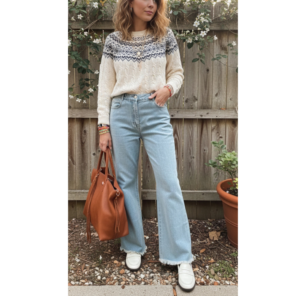 P Cill High Rise Wide Leg Jeans Light Wash Denim Raw Hem 100% Cotton