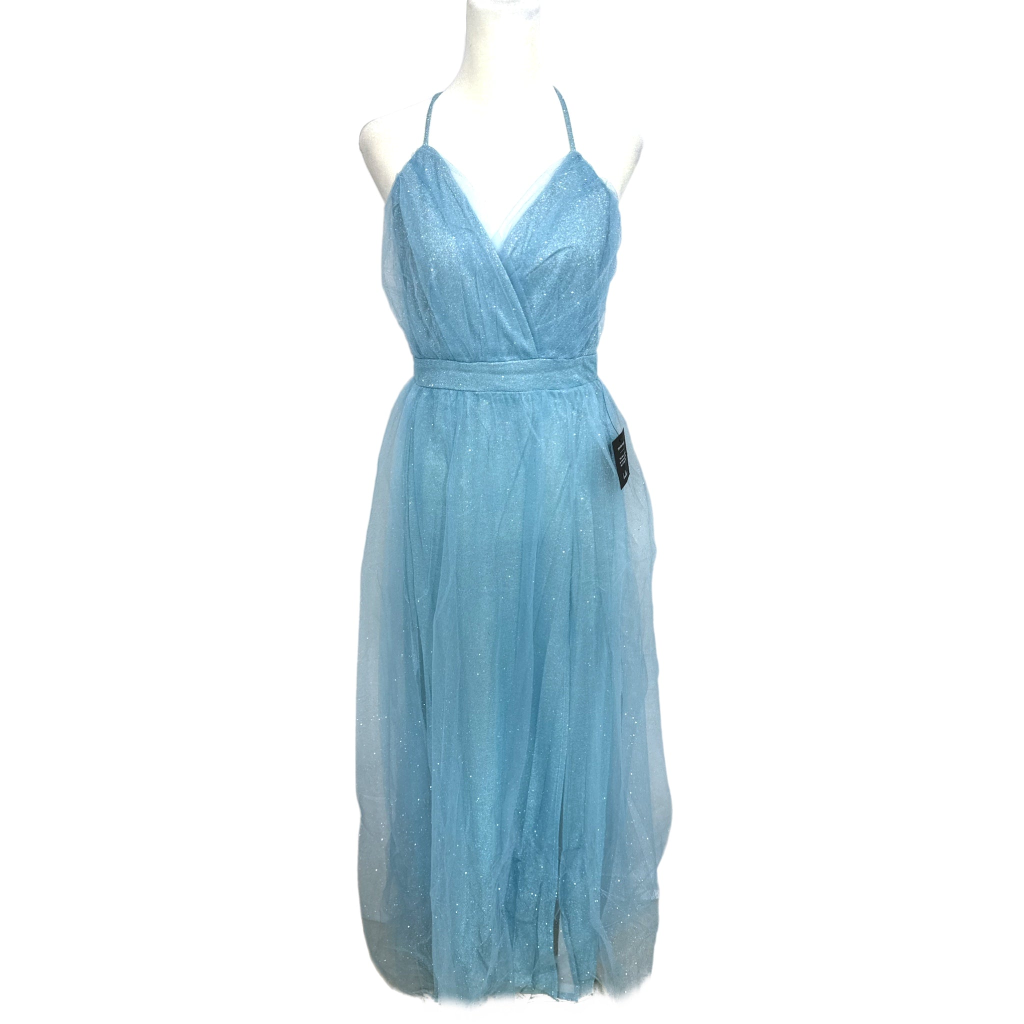 Lulus Enchanting Allure Light Blue Sparkly Tulle Maxi Dress