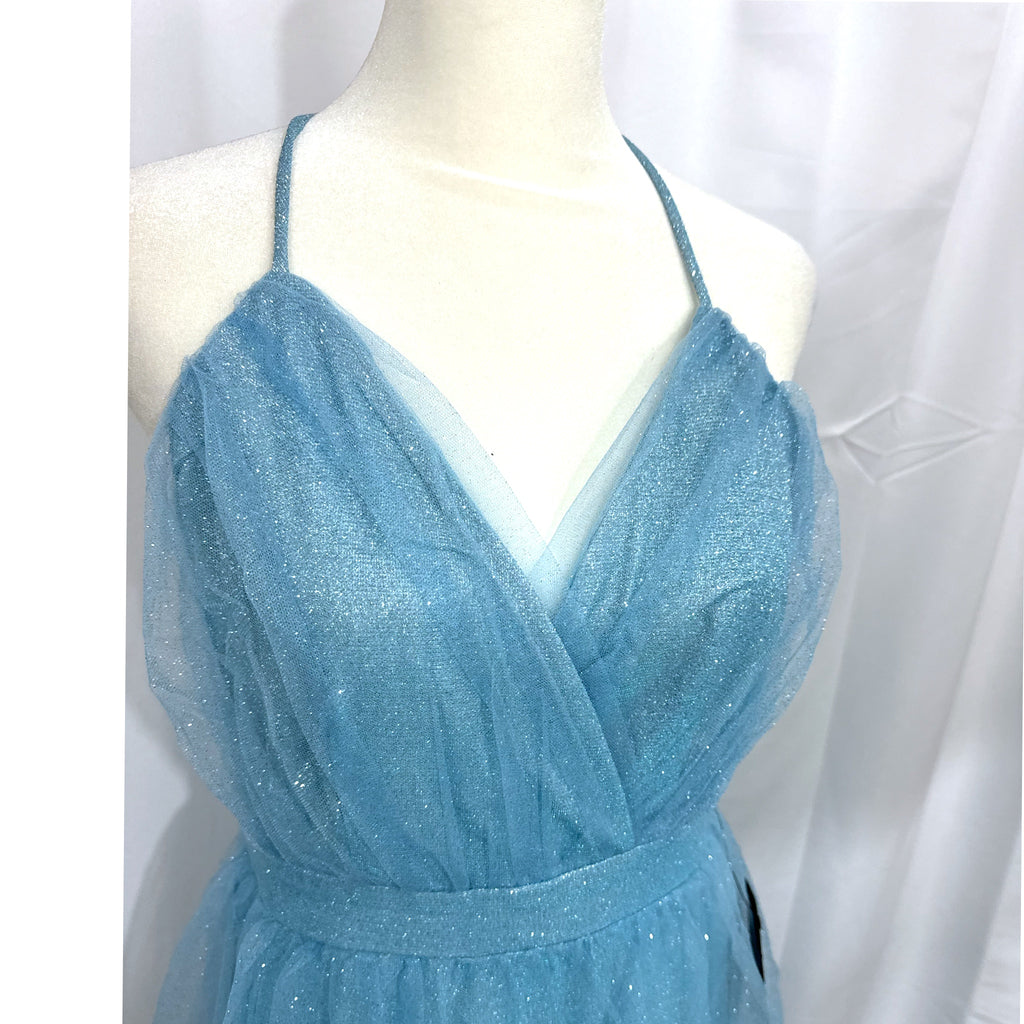 Lulus Enchanting Allure Light Blue Sparkly Tulle Maxi Dress