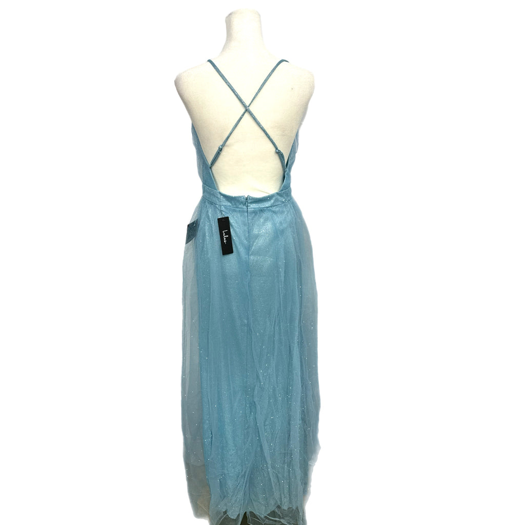 Lulus Enchanting Allure Light Blue Sparkly Tulle Maxi Dress