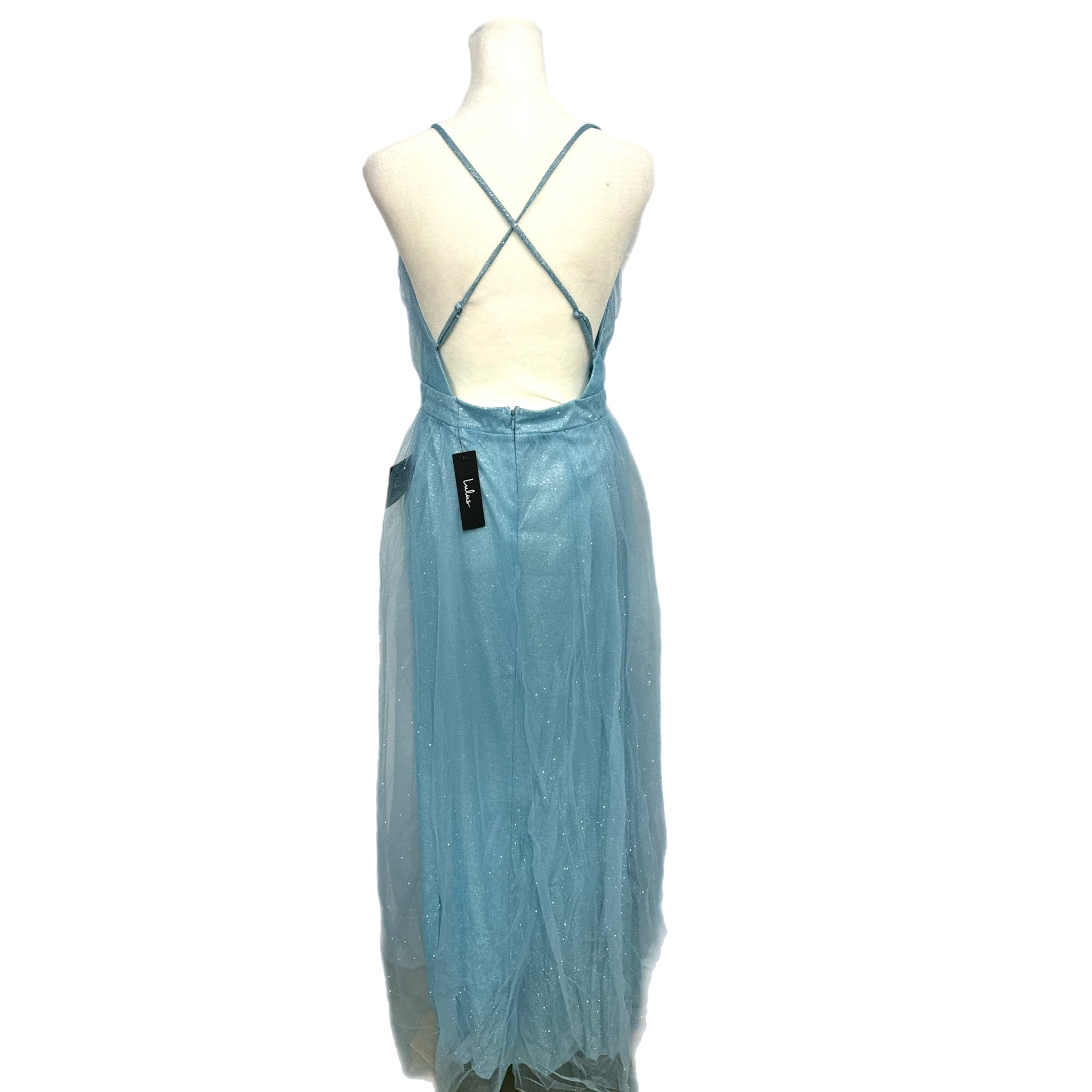 Lulus Enchanting Allure Light Blue Sparkly Tulle Maxi Dress