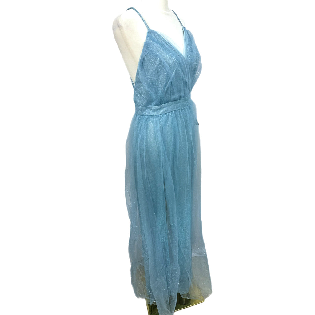 Lulus Enchanting Allure Light Blue Sparkly Tulle Maxi Dress