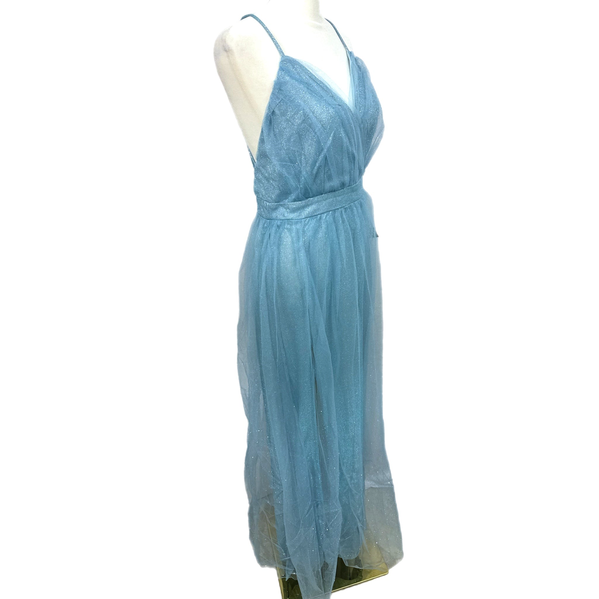 Lulus Enchanting Allure Light Blue Sparkly Tulle Maxi Dress