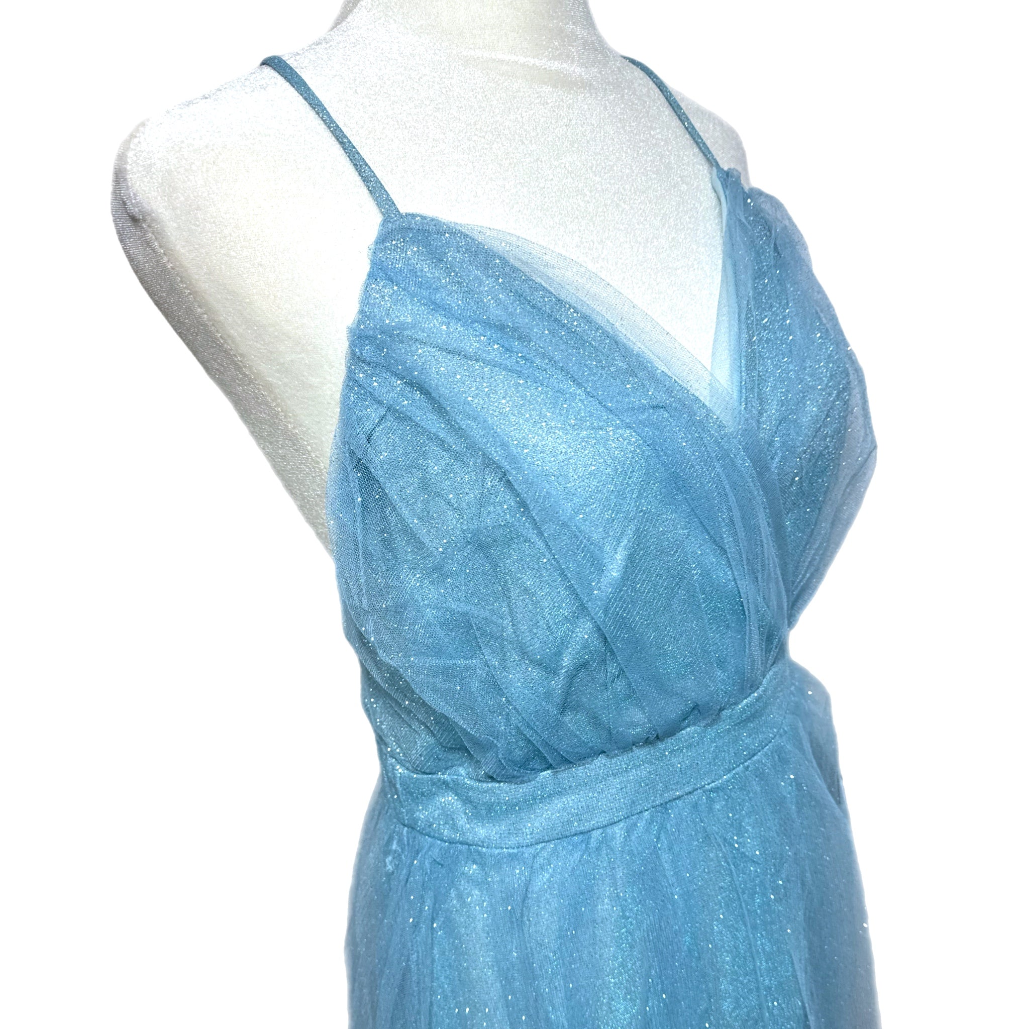Lulus Enchanting Allure Light Blue Sparkly Tulle Maxi Dress