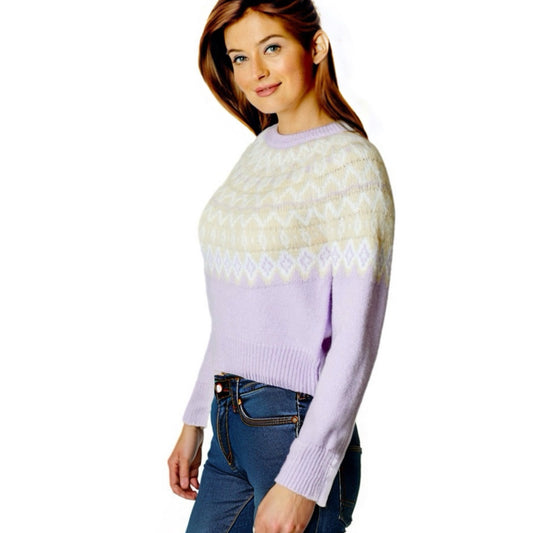 DESIGN HISTORY Fairisle Sweater Soft Plush in Lavender