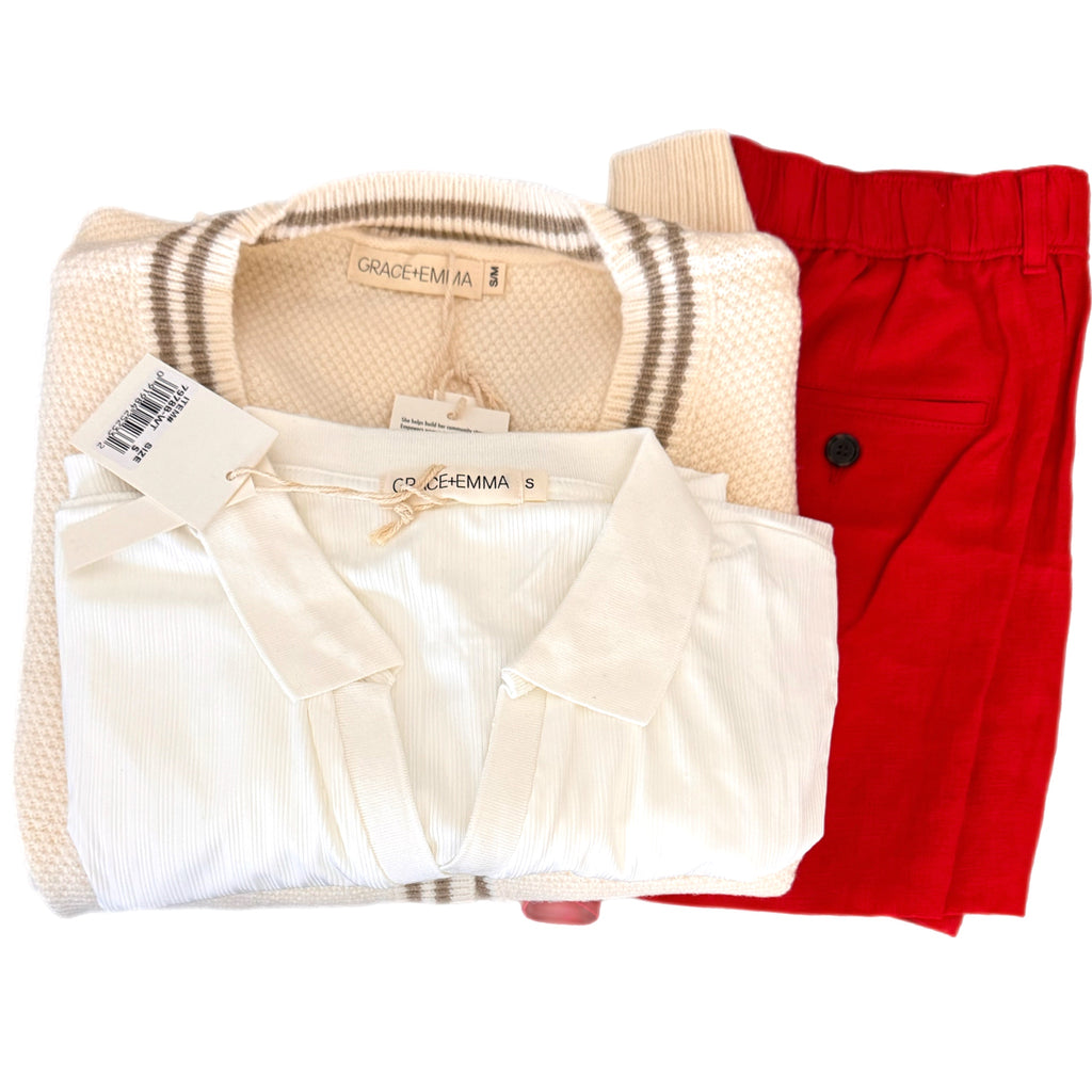 The "Hamptons" Capsule Set: J.Crew Linen Shorts & Grace + Emma Knits 3 Pc