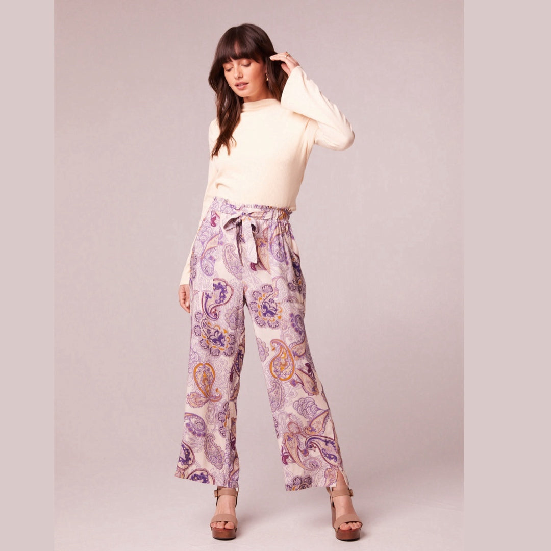 BAND OF THE FREE Avril Cream Mock Neck Top Cropped Blouse Long Sleeve