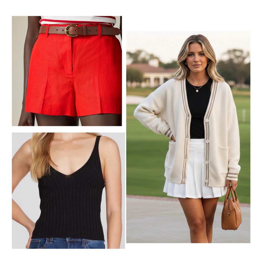 The "Hamptons" Capsule Set: J.Crew Linen Shorts, Grace + Emma Cardigan, Tank 3 Pc