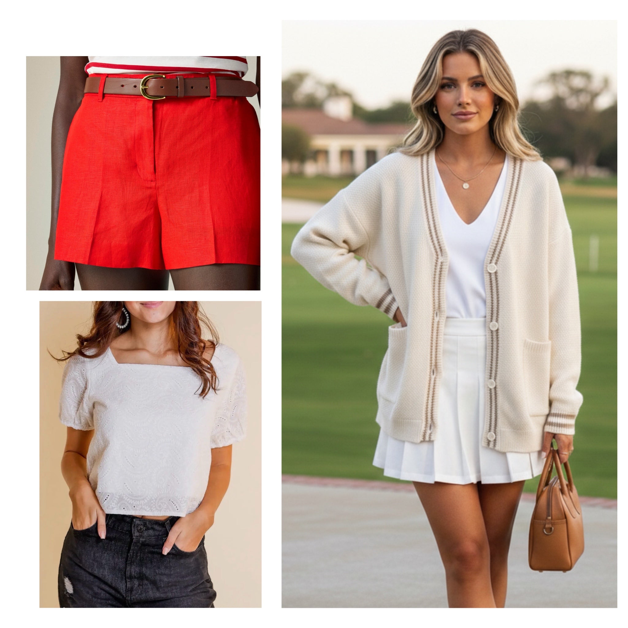 The "Hamptons" Capsule Set: J.Crew Linen Shorts, Grace + Emma Cardigan, Top 3 Pc