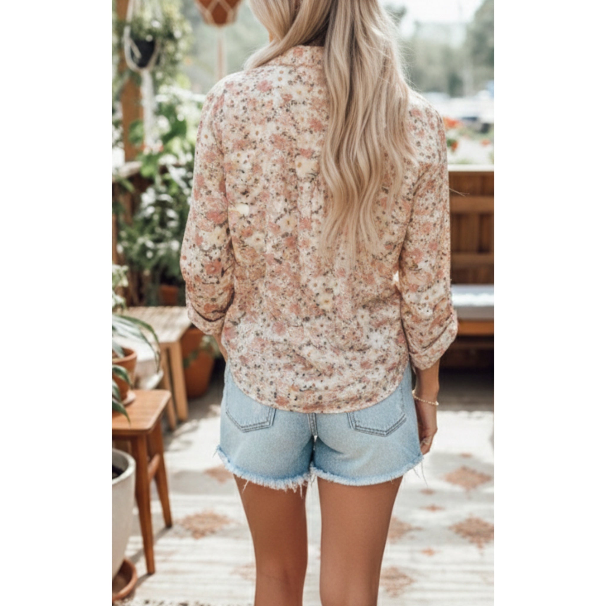 GRACE + EMMA by SOUTHERN GRACE Floral Button Down Relaxed Blouse Multi Pink