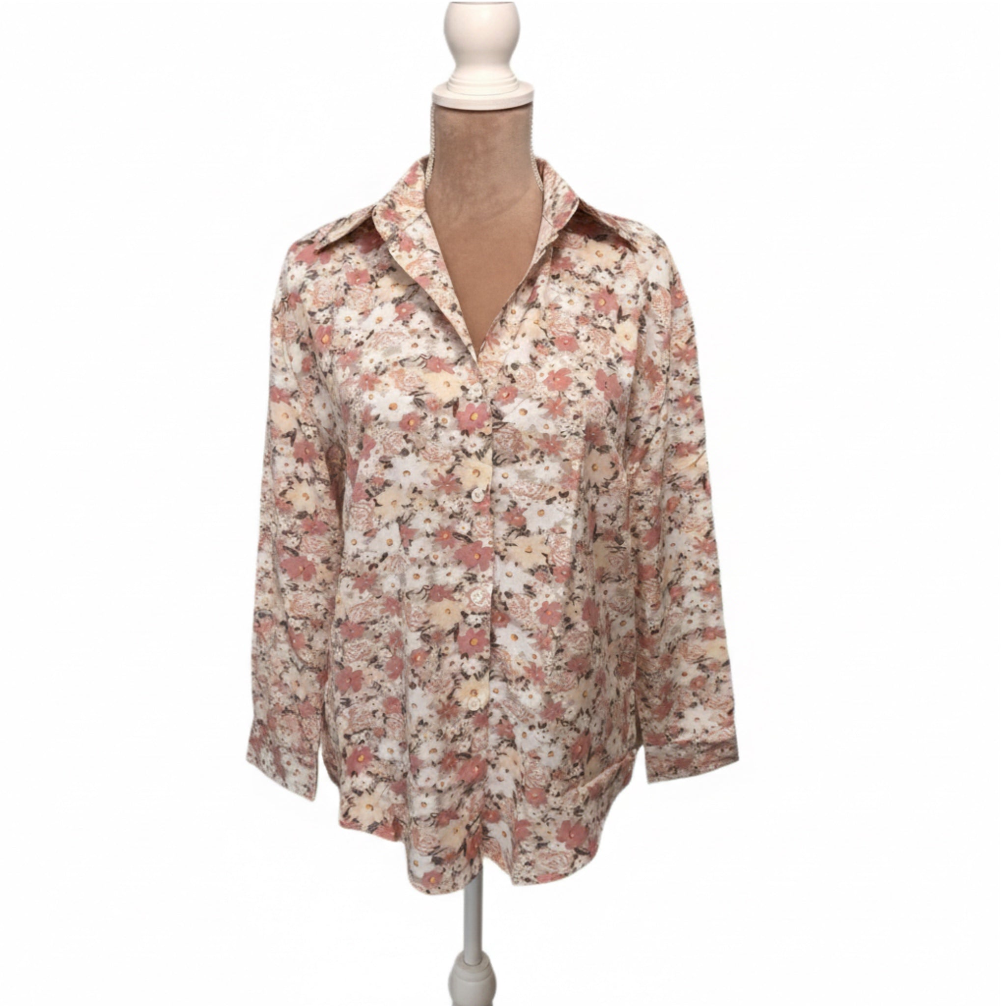 GRACE + EMMA by SOUTHERN GRACE Floral Button Down Relaxed Blouse Multi Pink