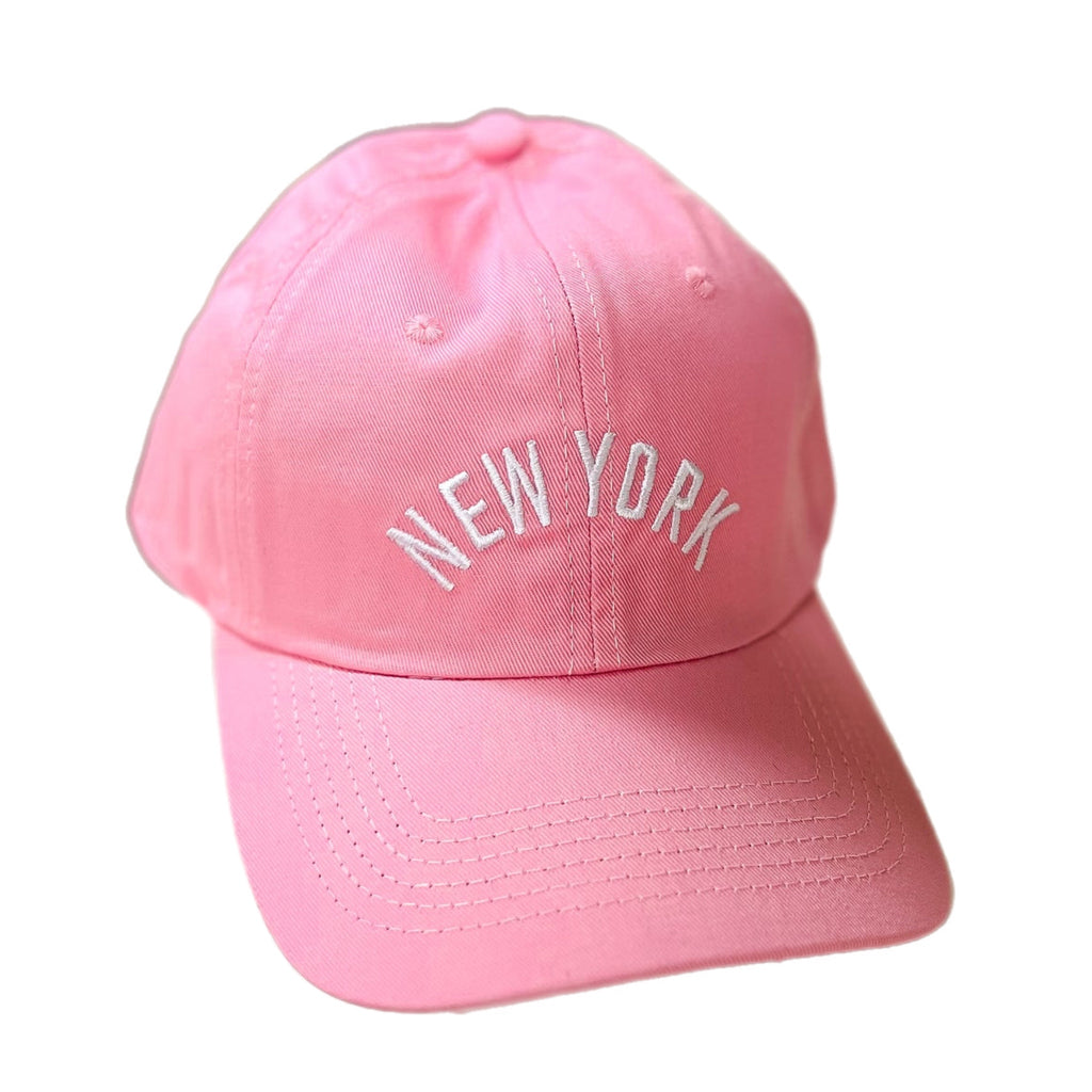 NEW YORK Women’s Baseball Cap Hat In Vintage Wash Pink Embroidered Adjustable