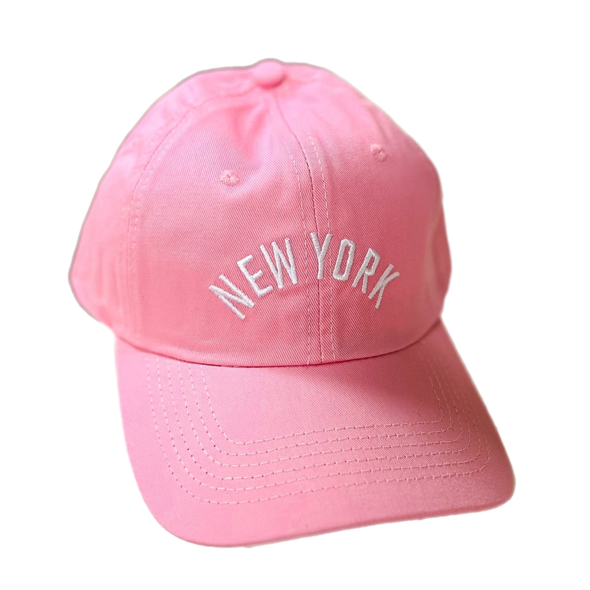 NEW YORK Women’s Baseball Cap Hat In Vintage Wash Pink Embroidered Adjustable