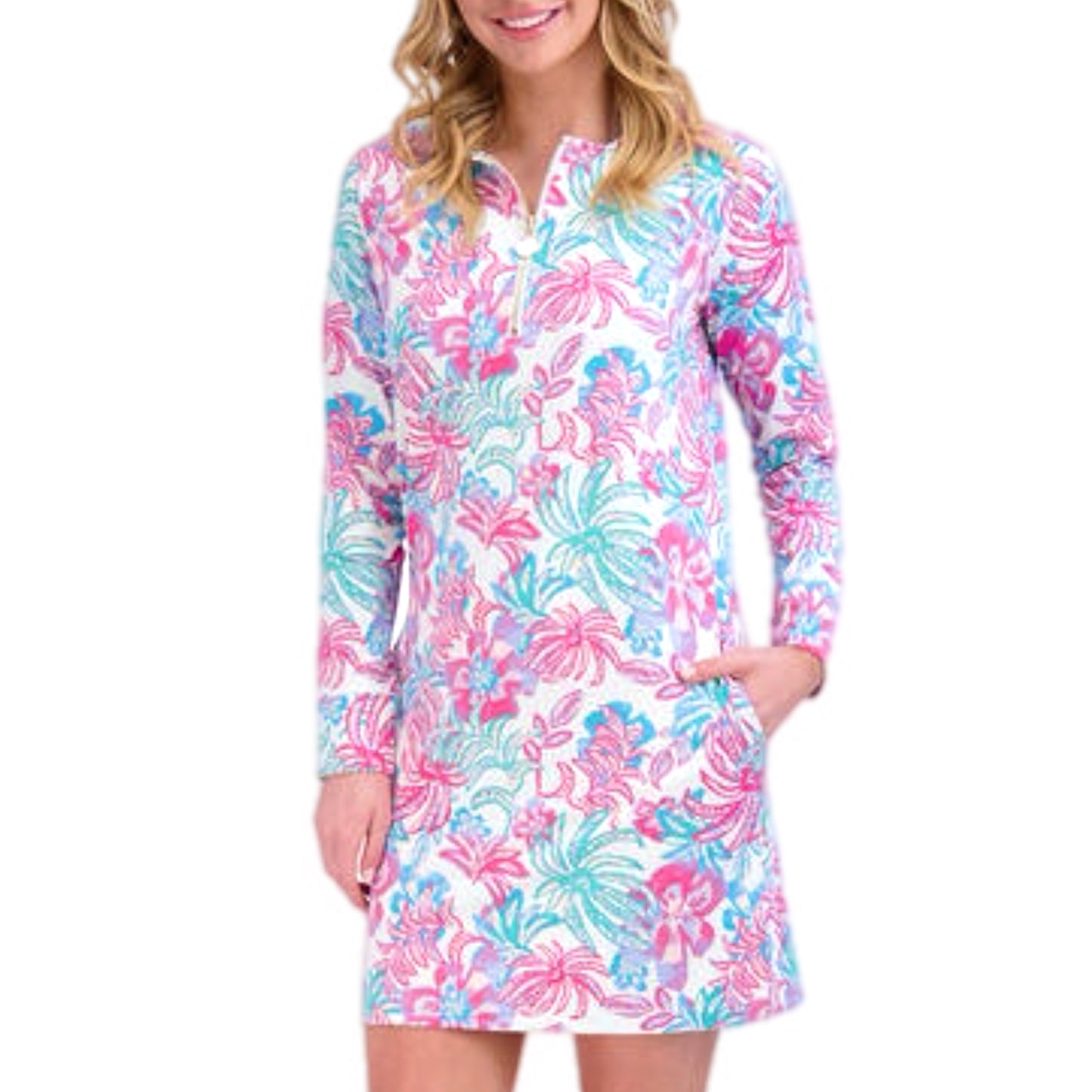 STELLA PARKER Island Collection Floral 3/4 Sleeve Coastal Print