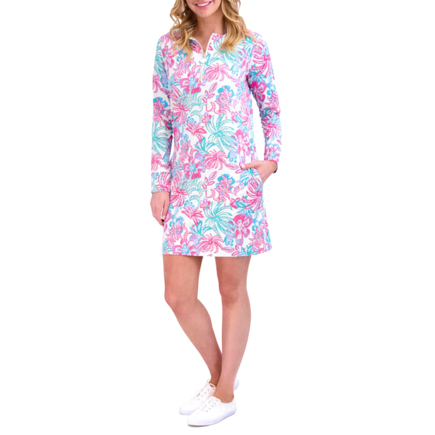 STELLA PARKER Island Collection Floral 3/4 Sleeve Coastal Print