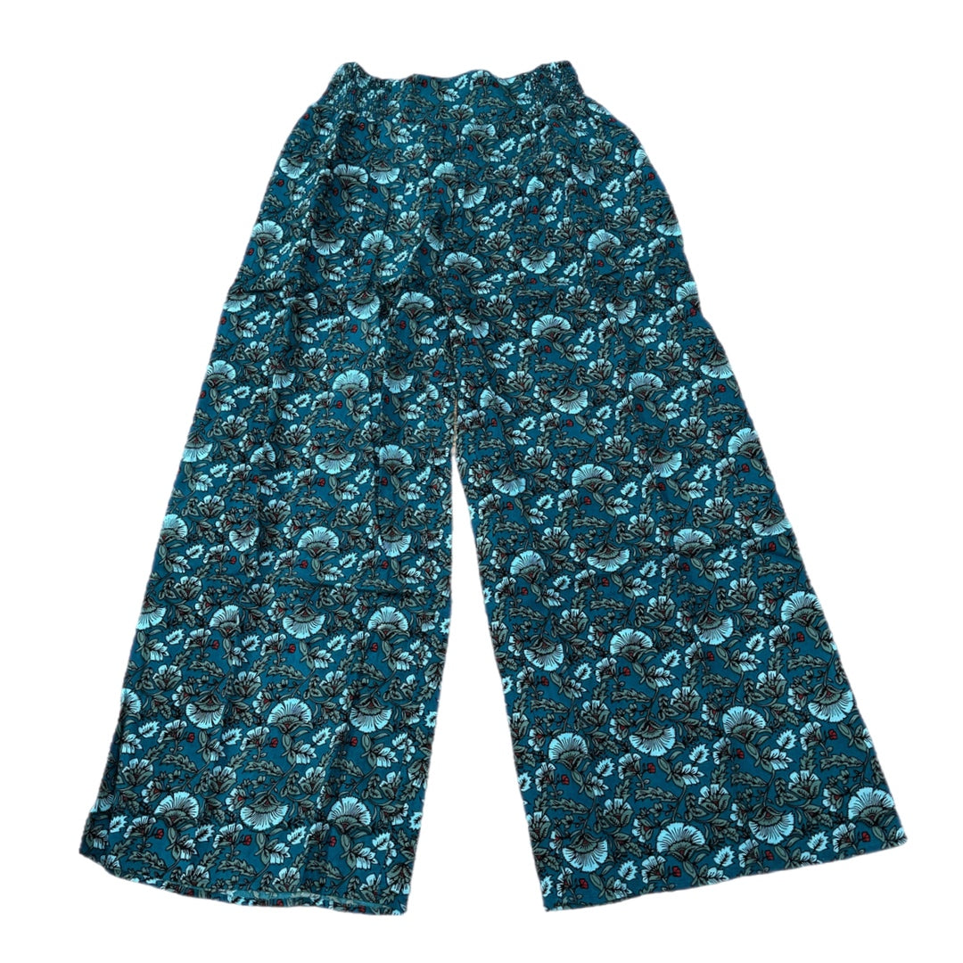 BAND OF THE FREE Elise Teal Floral Boho High Waist Wide Leg Pants