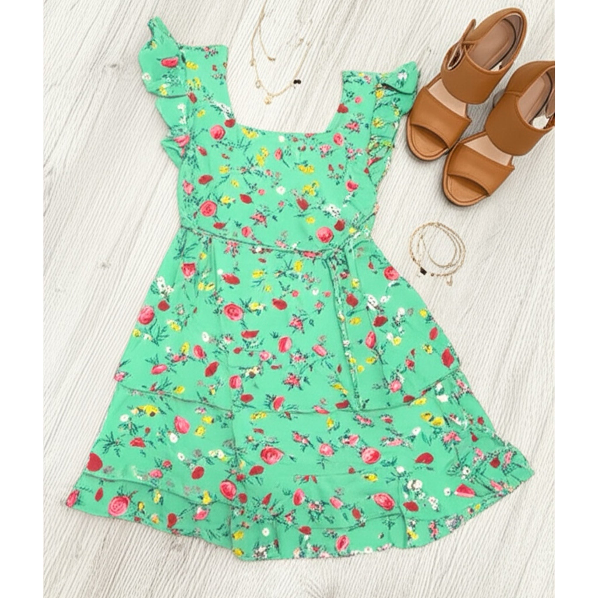 Lottie & Holly B.O.G. COLLECTIVE Floral Ruffle Dress Short Sleeve Mini