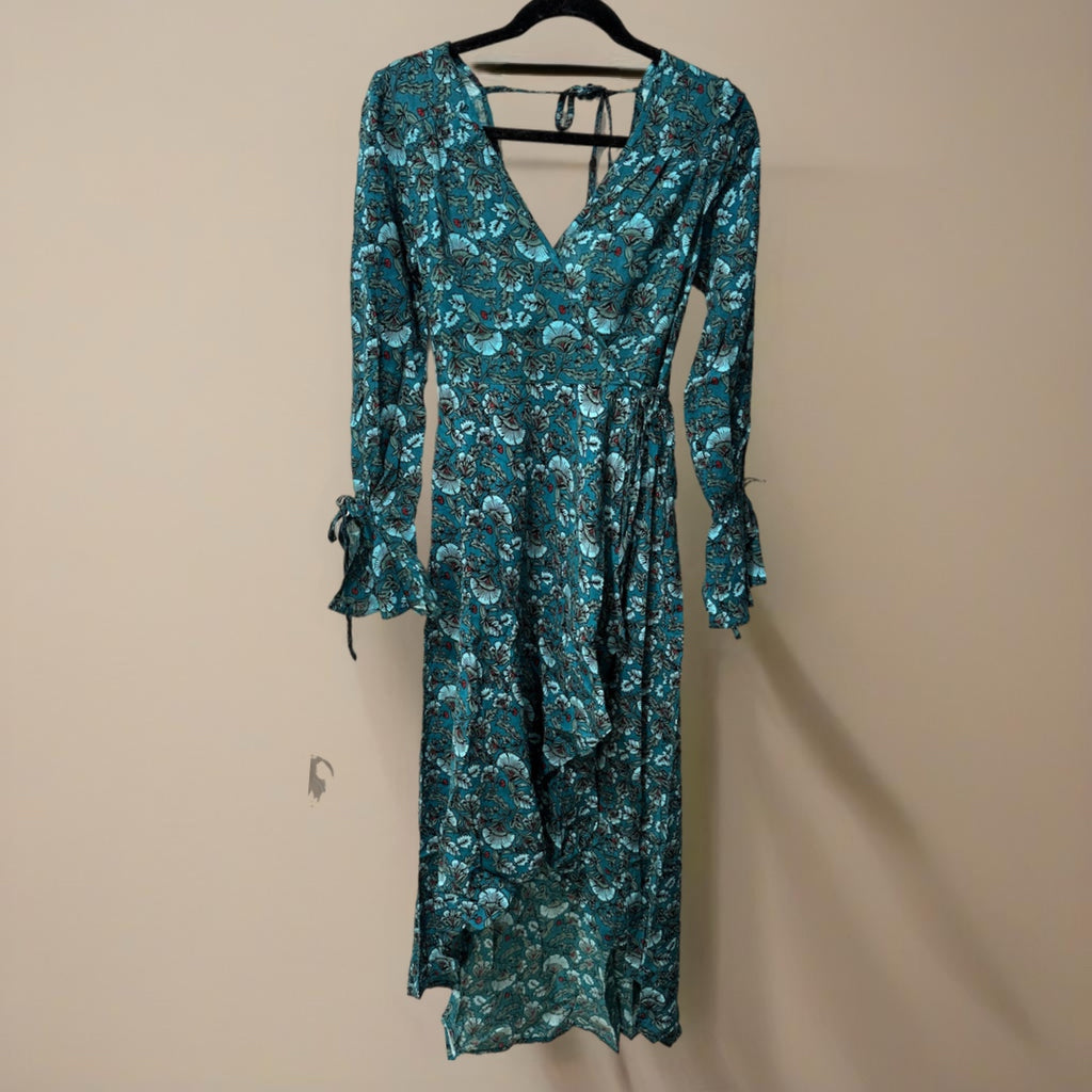 B.O.G. Collective Band Of The Free Jewel Teal Floral Wrap Maxi Dress